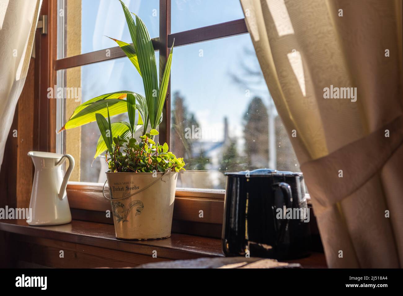 Window decoration of traditional blockhouse in Slovakia Stock Photo