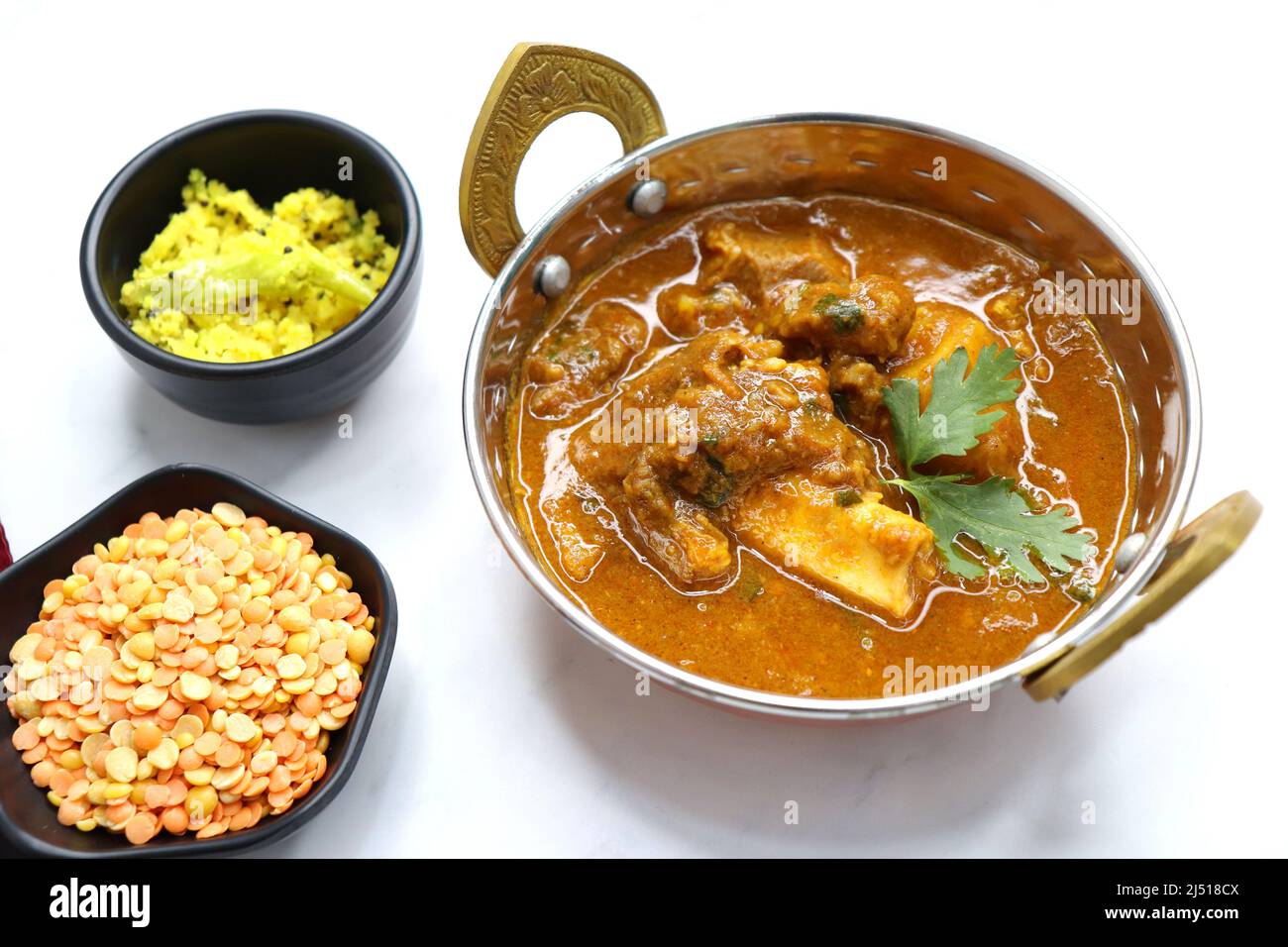Dal Gosht or Daal Gosht is one of the very popular Mutton Recipes in India. Mutton cooked with spices and mixed lentils. Mutton dalcha. Stock Photo