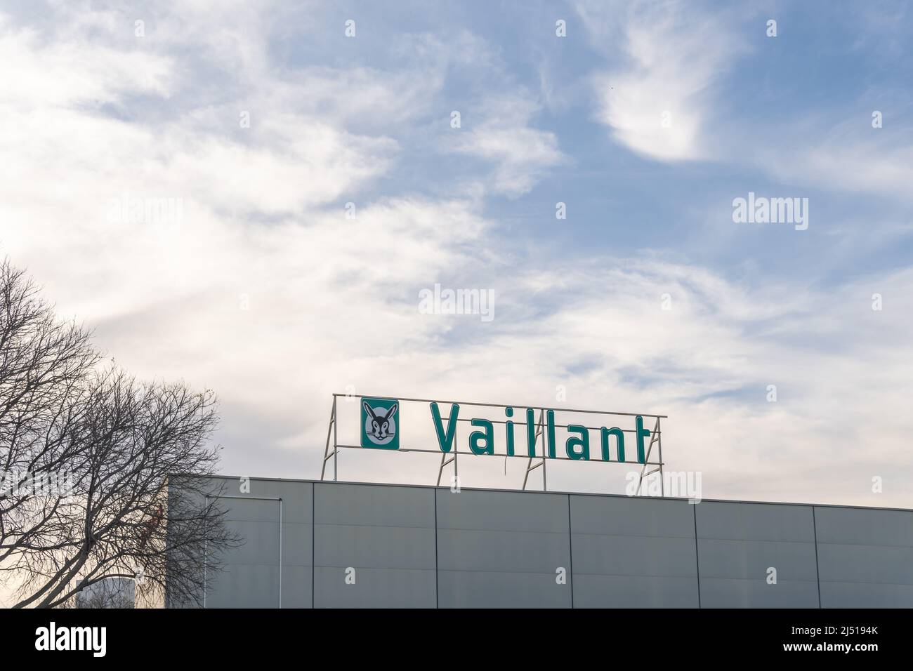 Palma de Mallorca, Spain; april 08 2022: Main facade of the multinational boiler company Vaillant. Palma de Mallorca, Spain Stock Photo