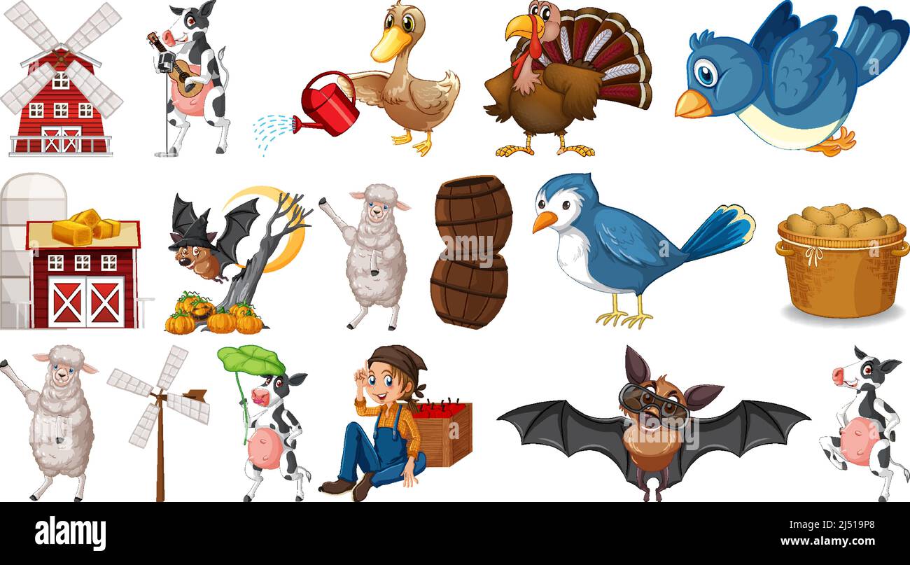 Farm animals and barn illustration Stock Vector Image & Art - Alamy