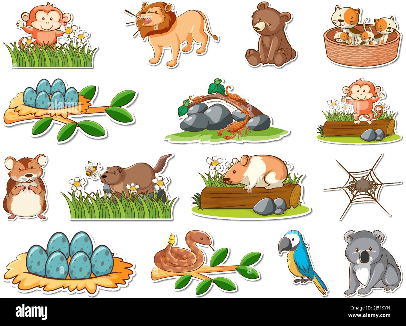 Sticker set of cartoon wild animals illustration Stock Vector Image & Art - Alamy Sticker set of cartoon wild animals illustration Stock Vector Image & Art - Alamy