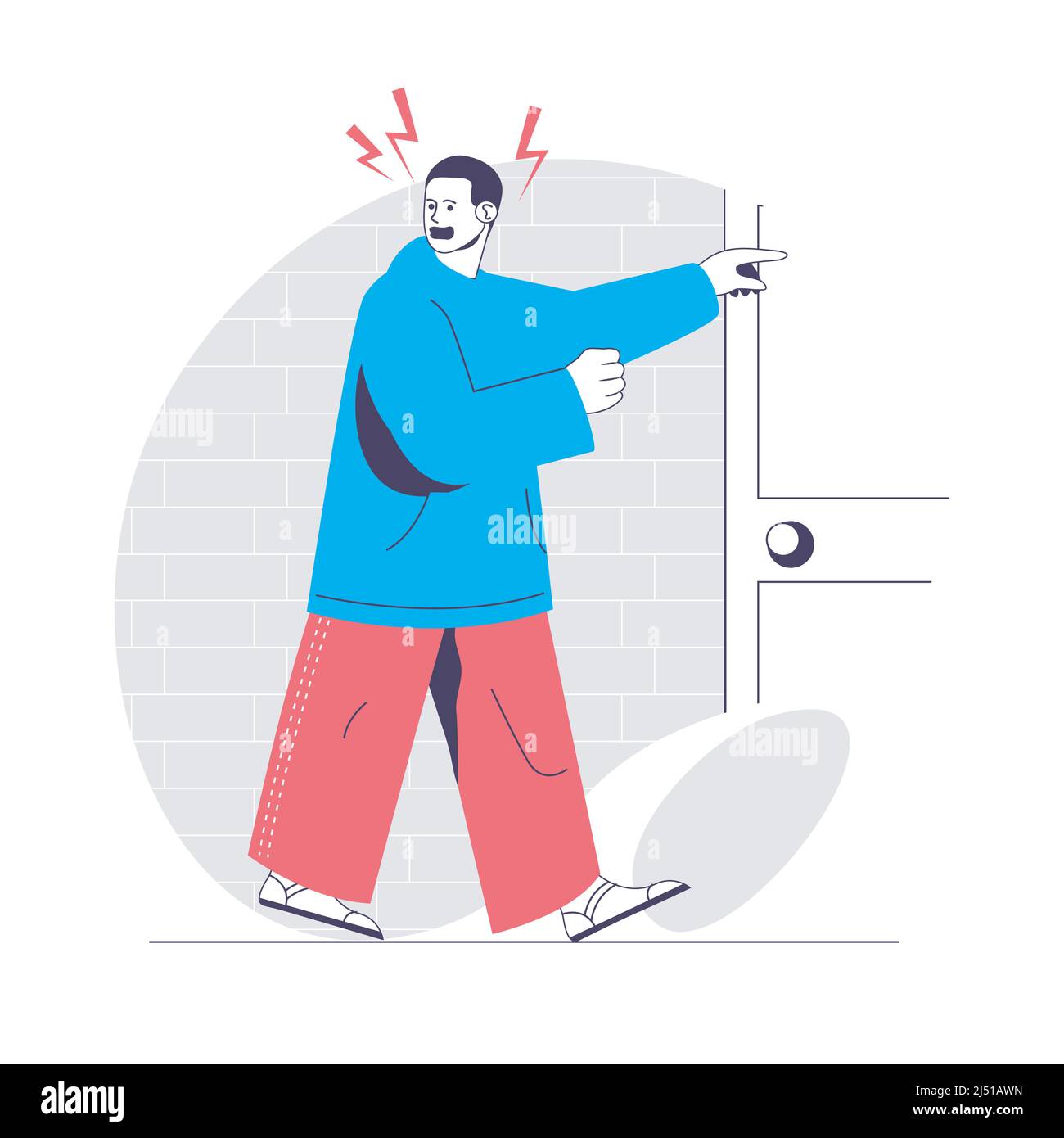 Anger emotion web concept. Angry man gesturing and screaming. Expression negative feelings people scene. Flat characters design for website. Vector il Stock Vector