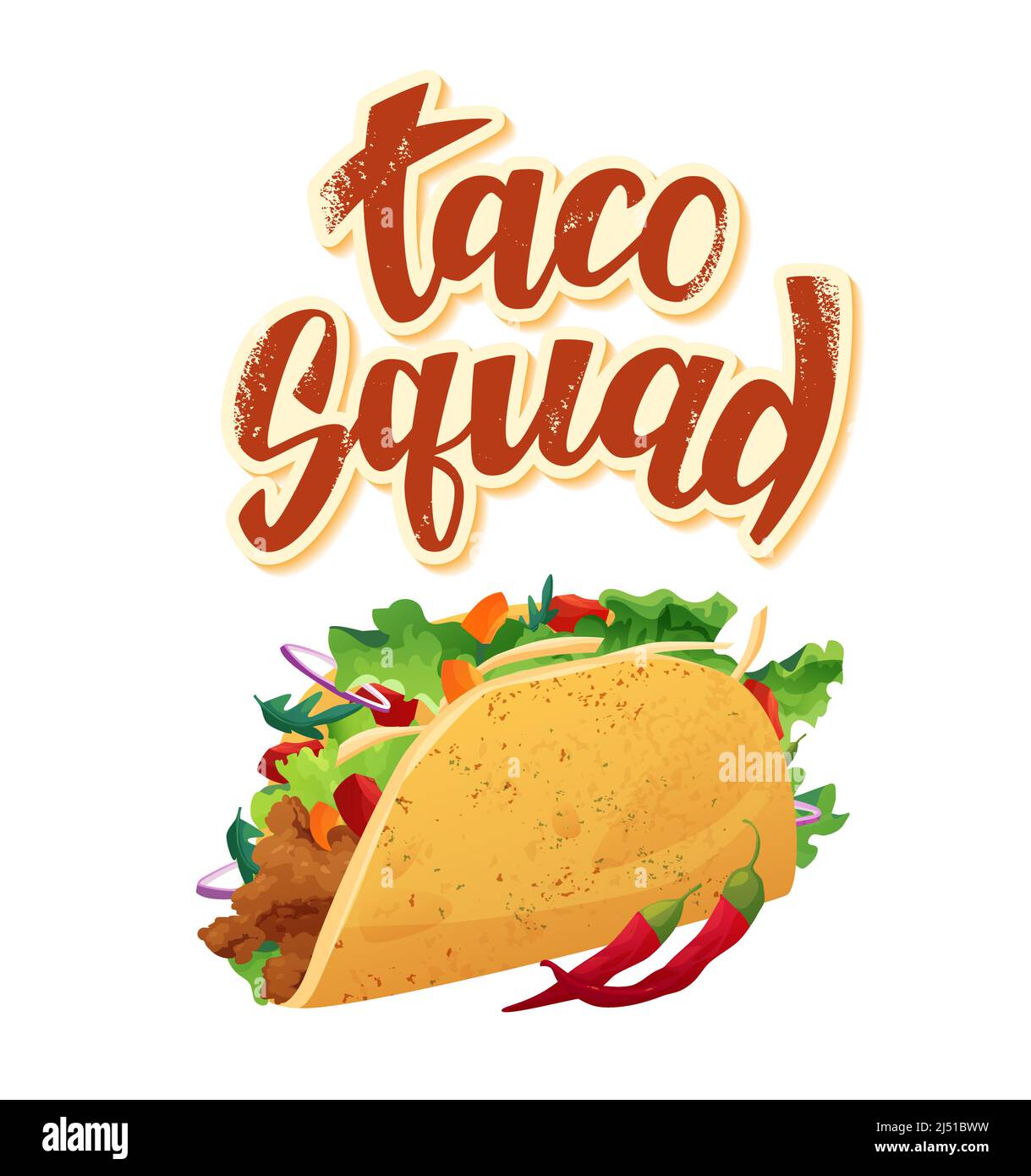 Taco Squad hand lettering text. Good for t-shirt design. Hand drawn ...