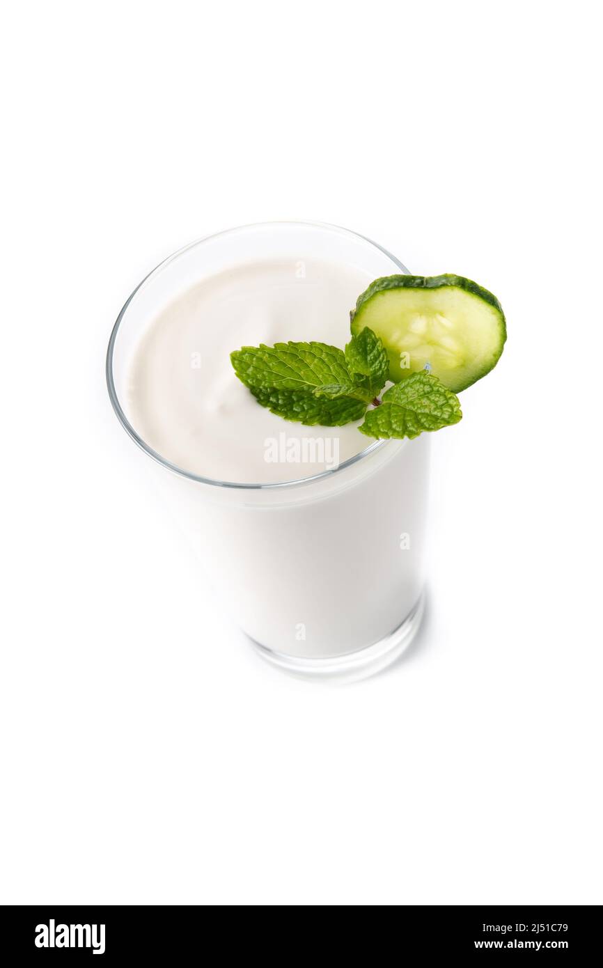 Ayran drink isolated on white background Stock Photo