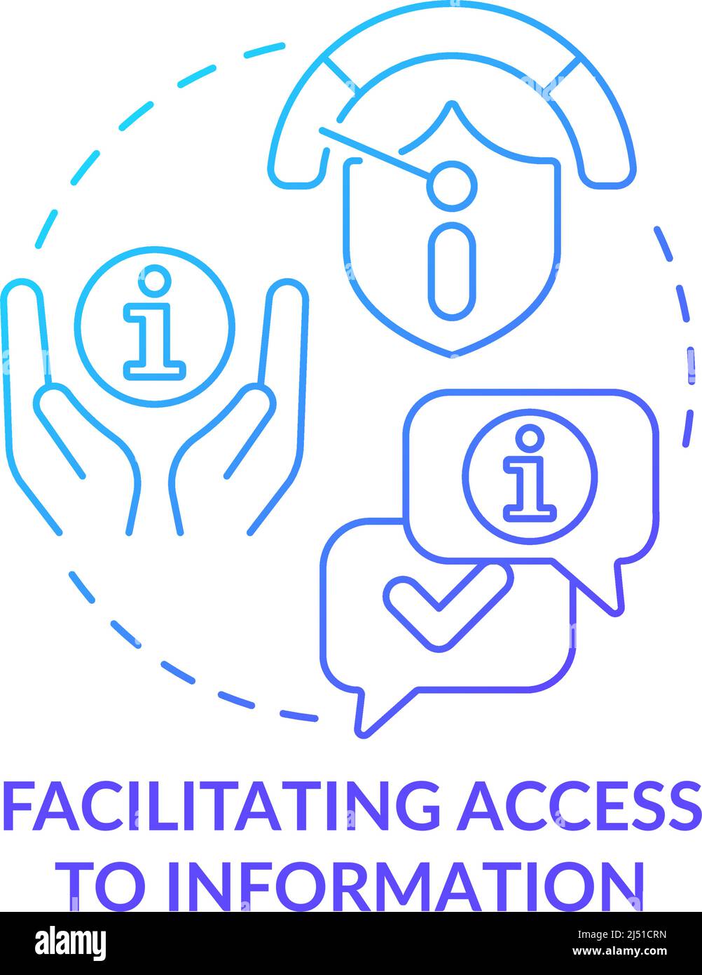 Facilitating access to information blue gradient concept icon Stock ...