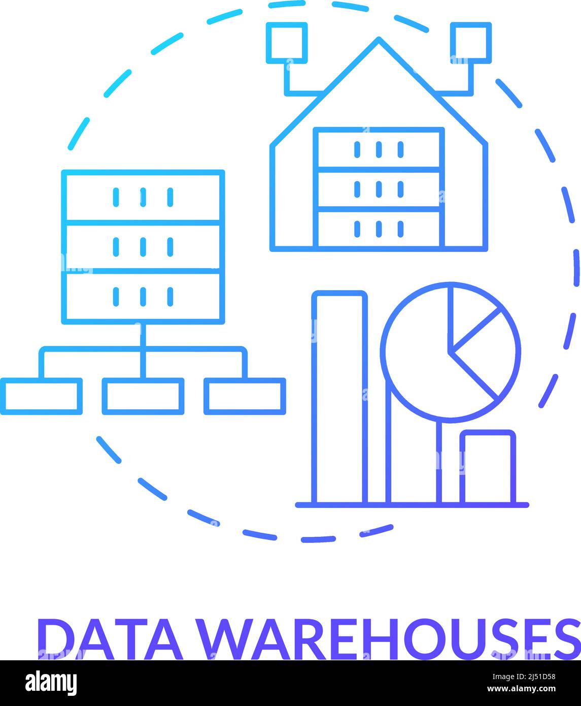 Data warehouses blue gradient concept icon Stock Vector