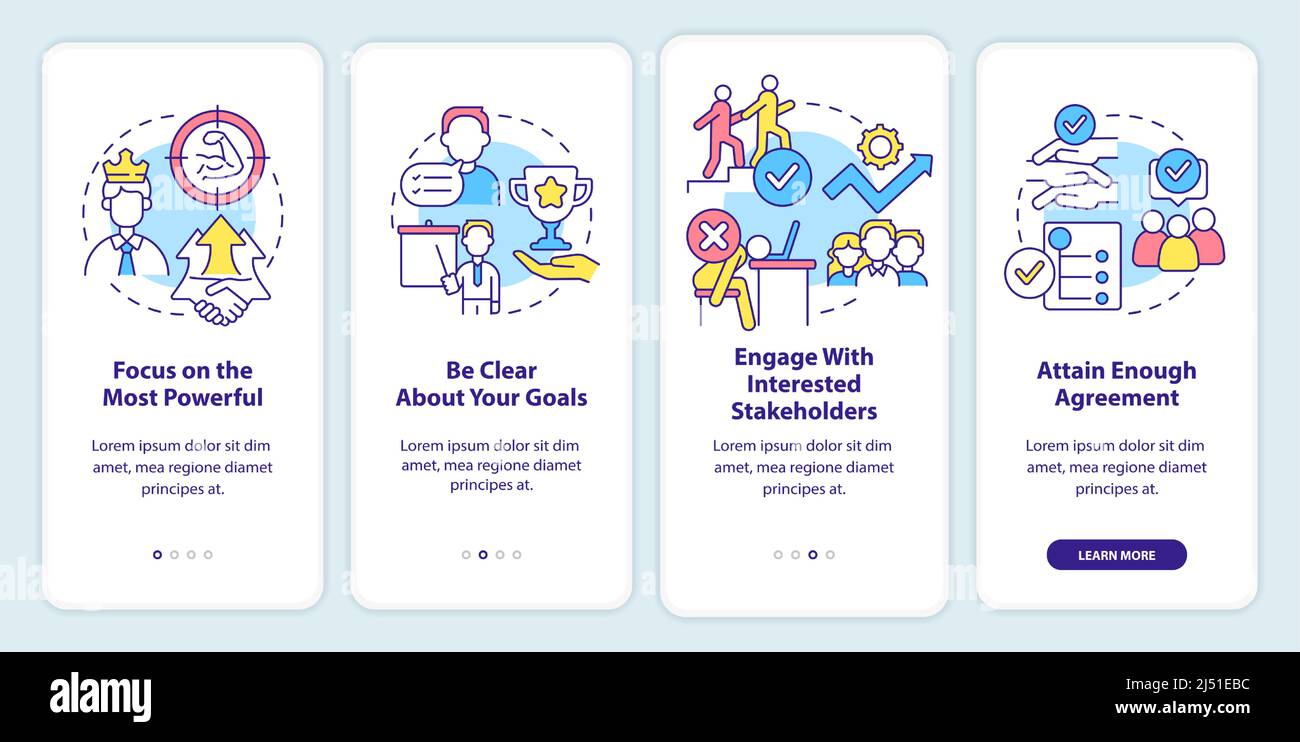 Stakeholders engagement onboarding mobile app screen Stock Vector Image ...