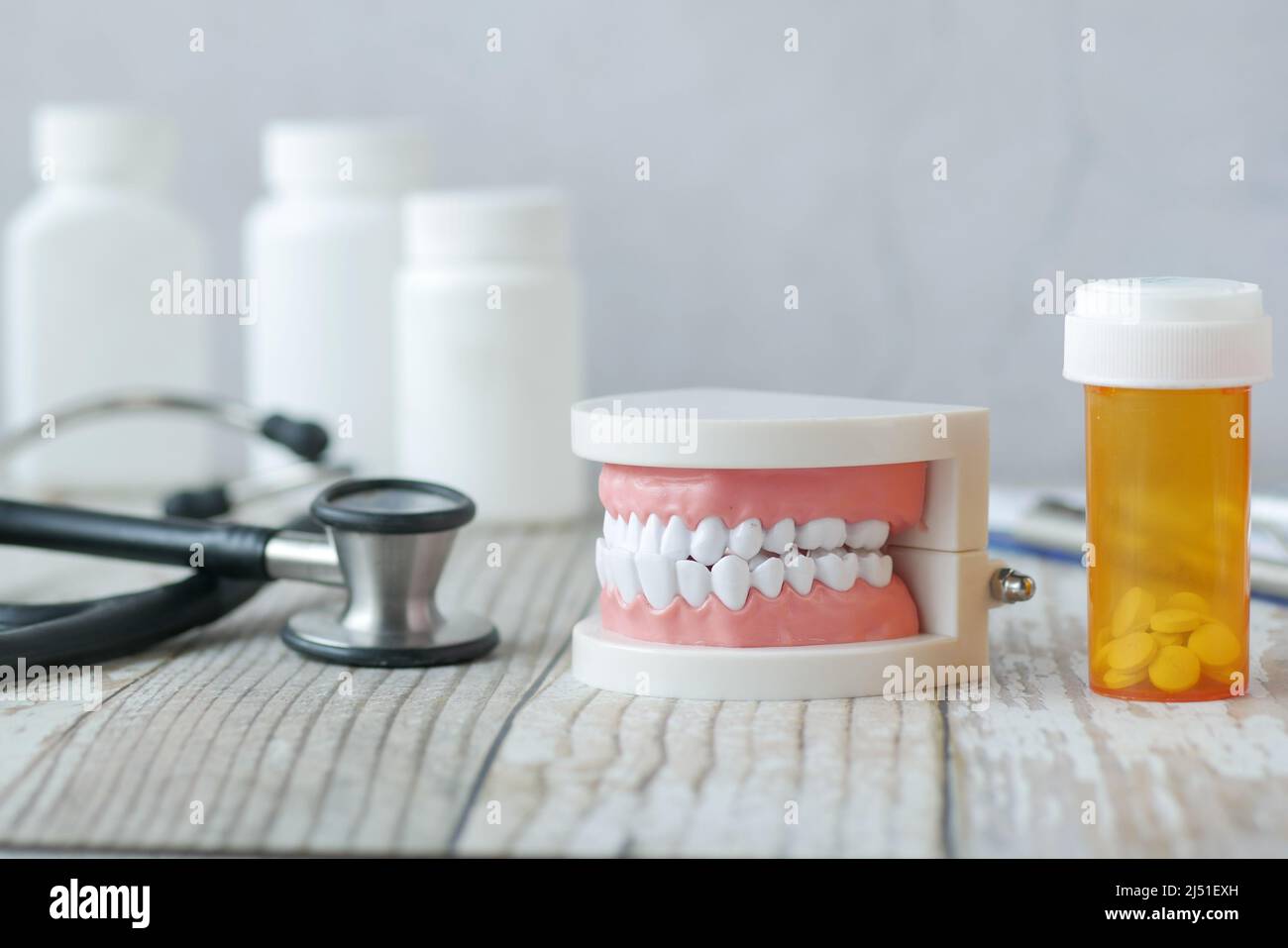 plastic dental teeth model on white background Stock Photo Alamy