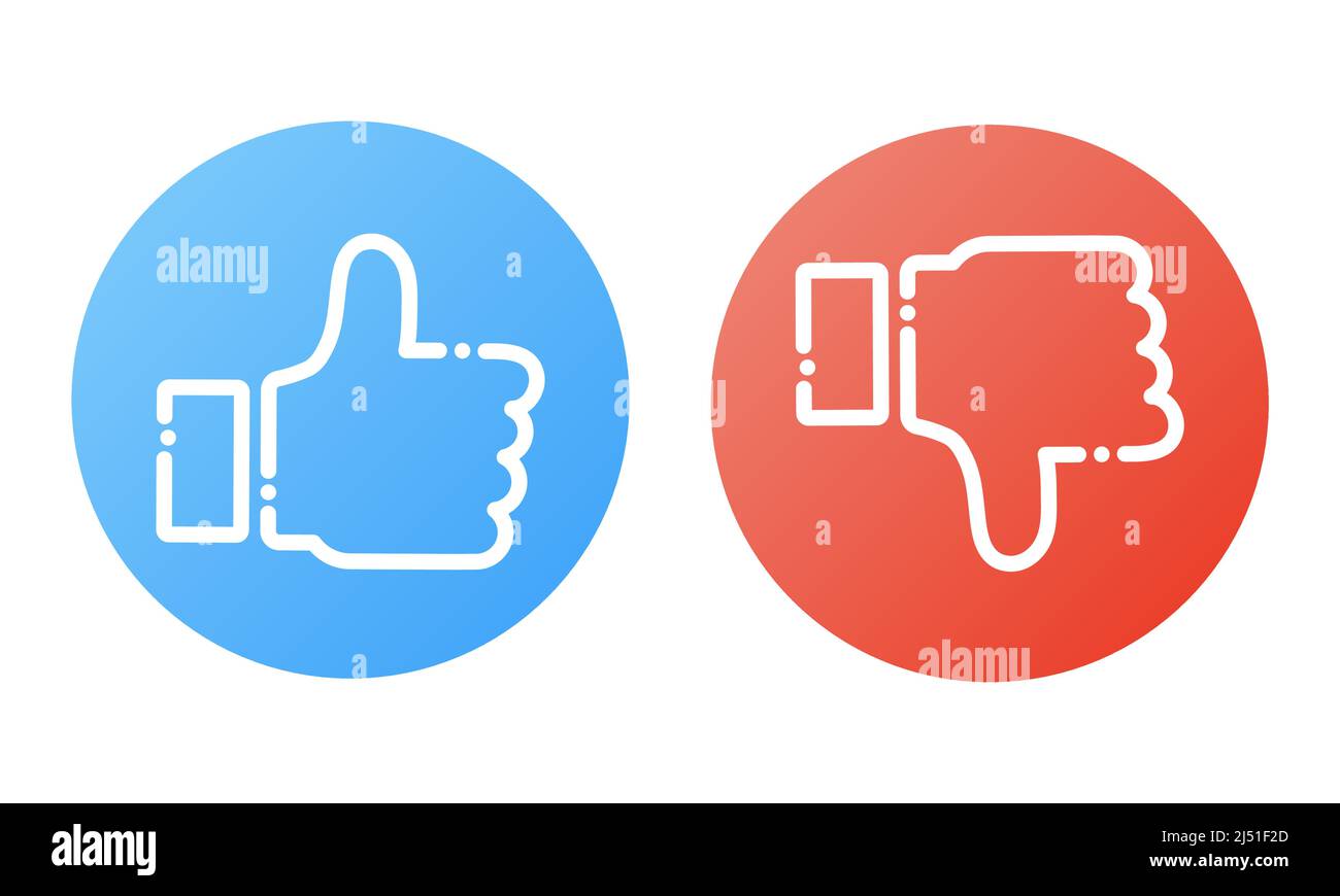 Thumb up and thumb down flat icon. Social media concept. Like and dislike. Vector Stock Vector