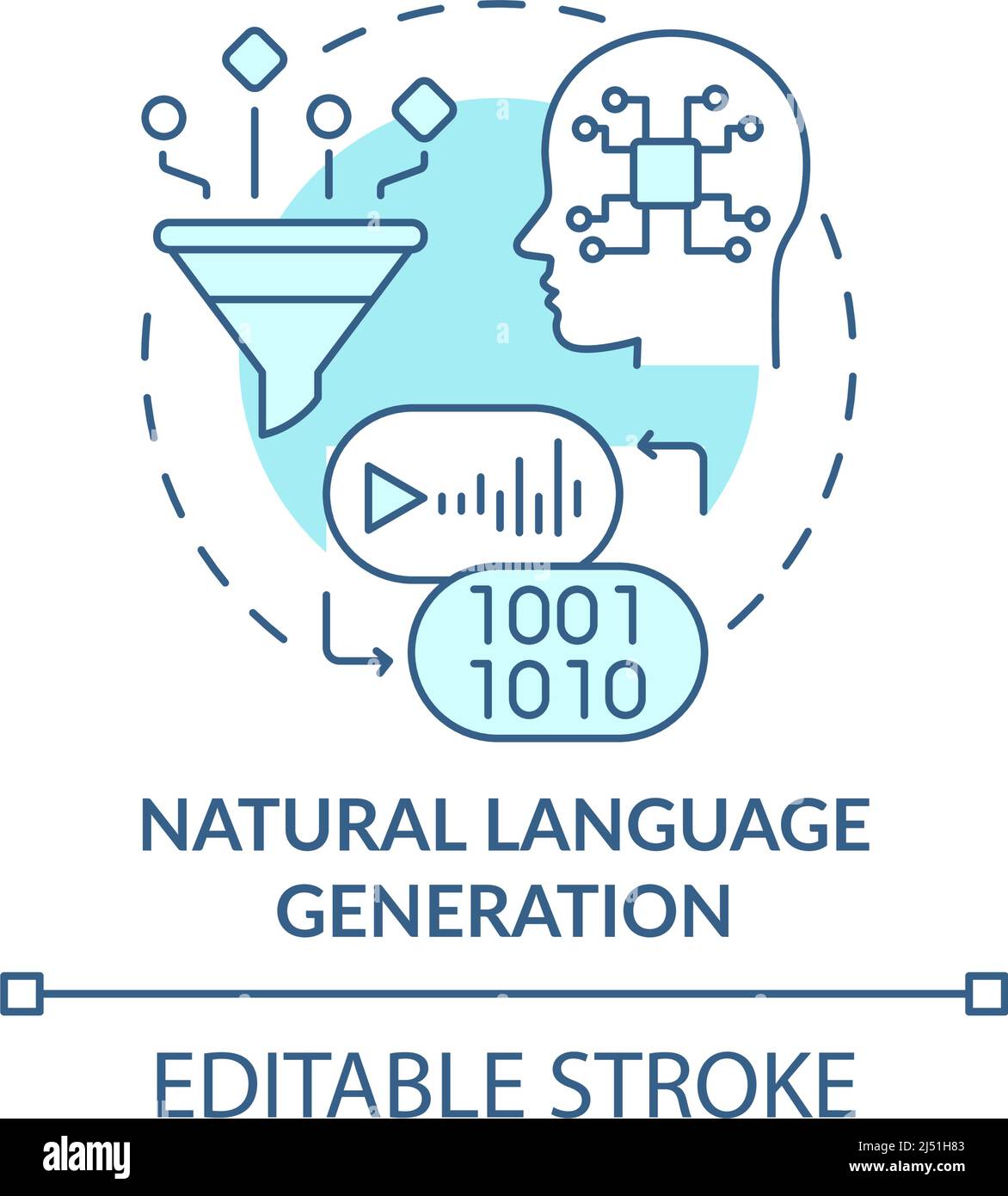 Natural language generation turquoise concept icon Stock Vector Image 