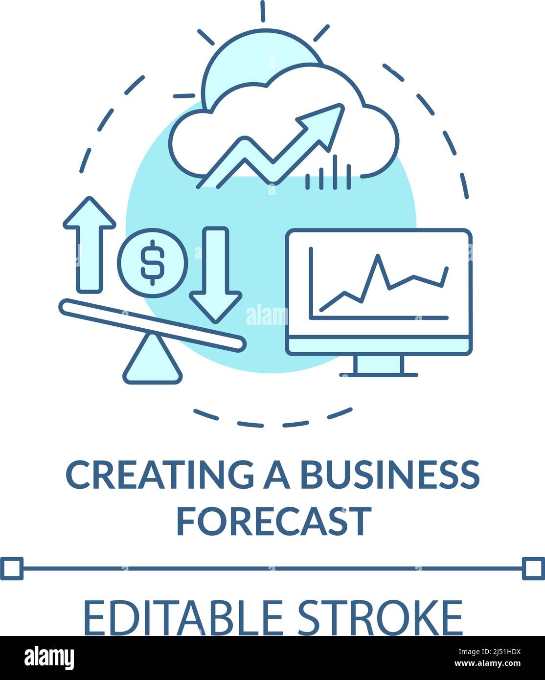 Creating business forecast turquoise concept icon Stock Vector