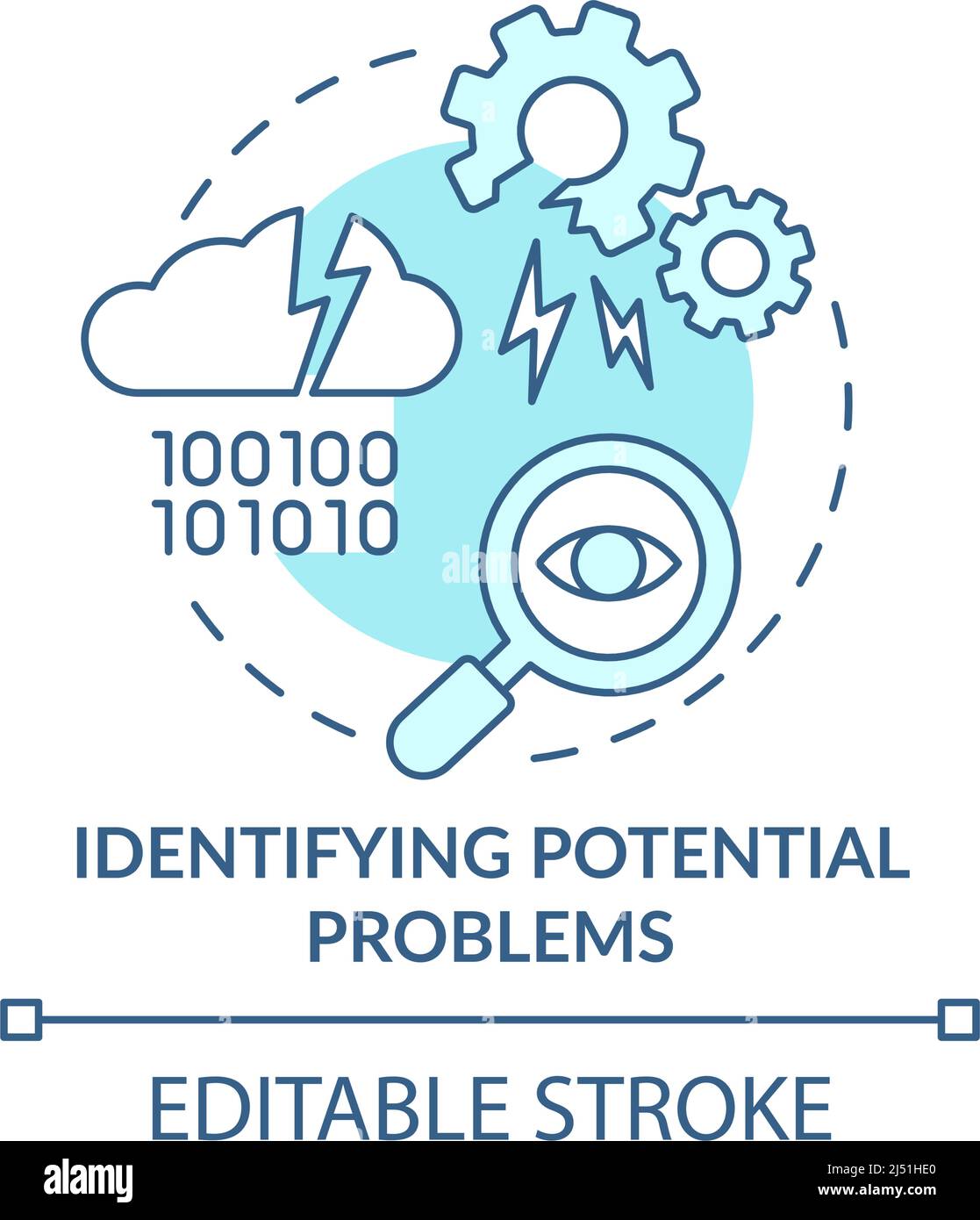 Identifying potential problems turquoise concept icon Stock Vector ...