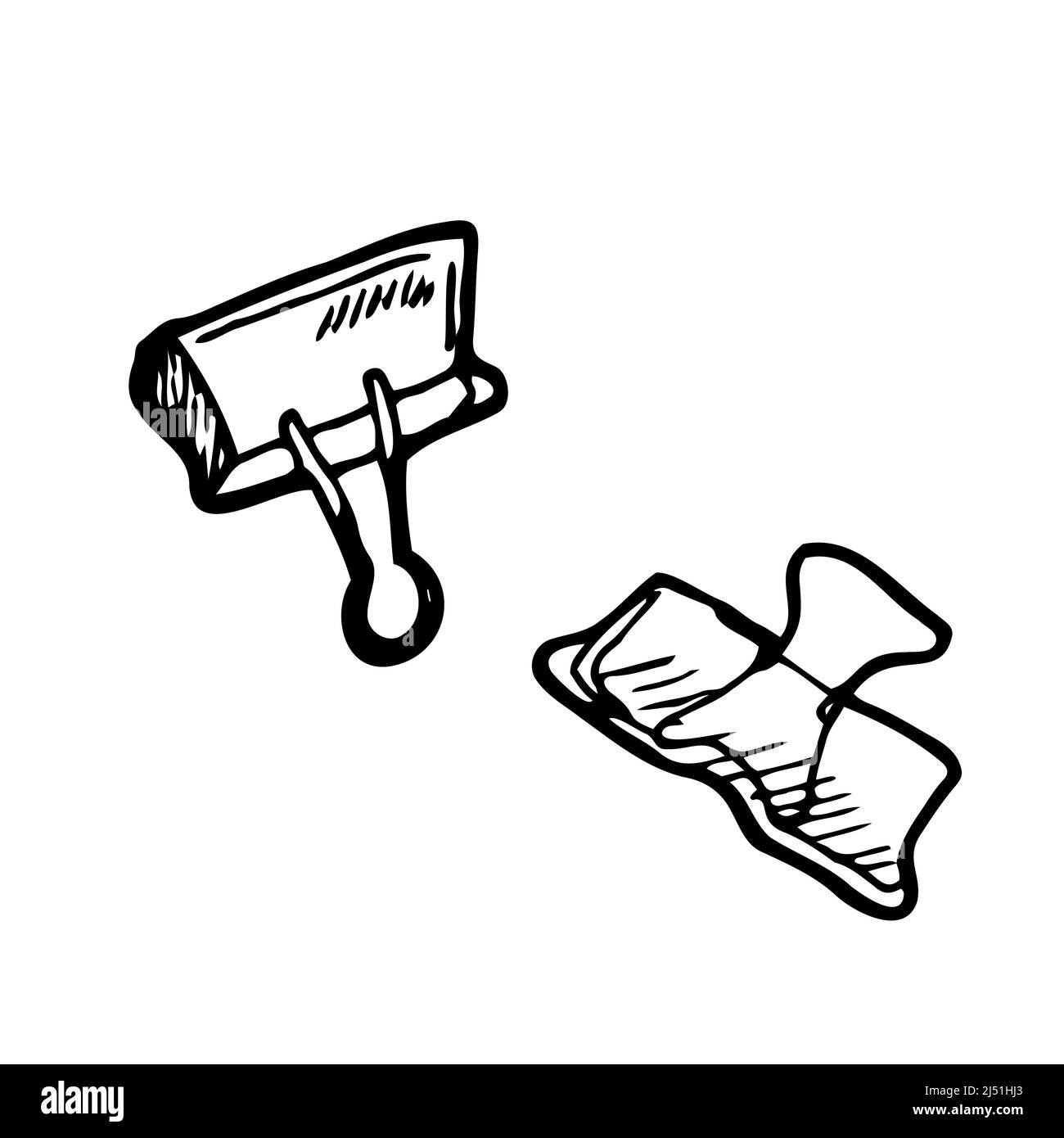 Binder paper clip for binding sheets of paper together, hand drawn