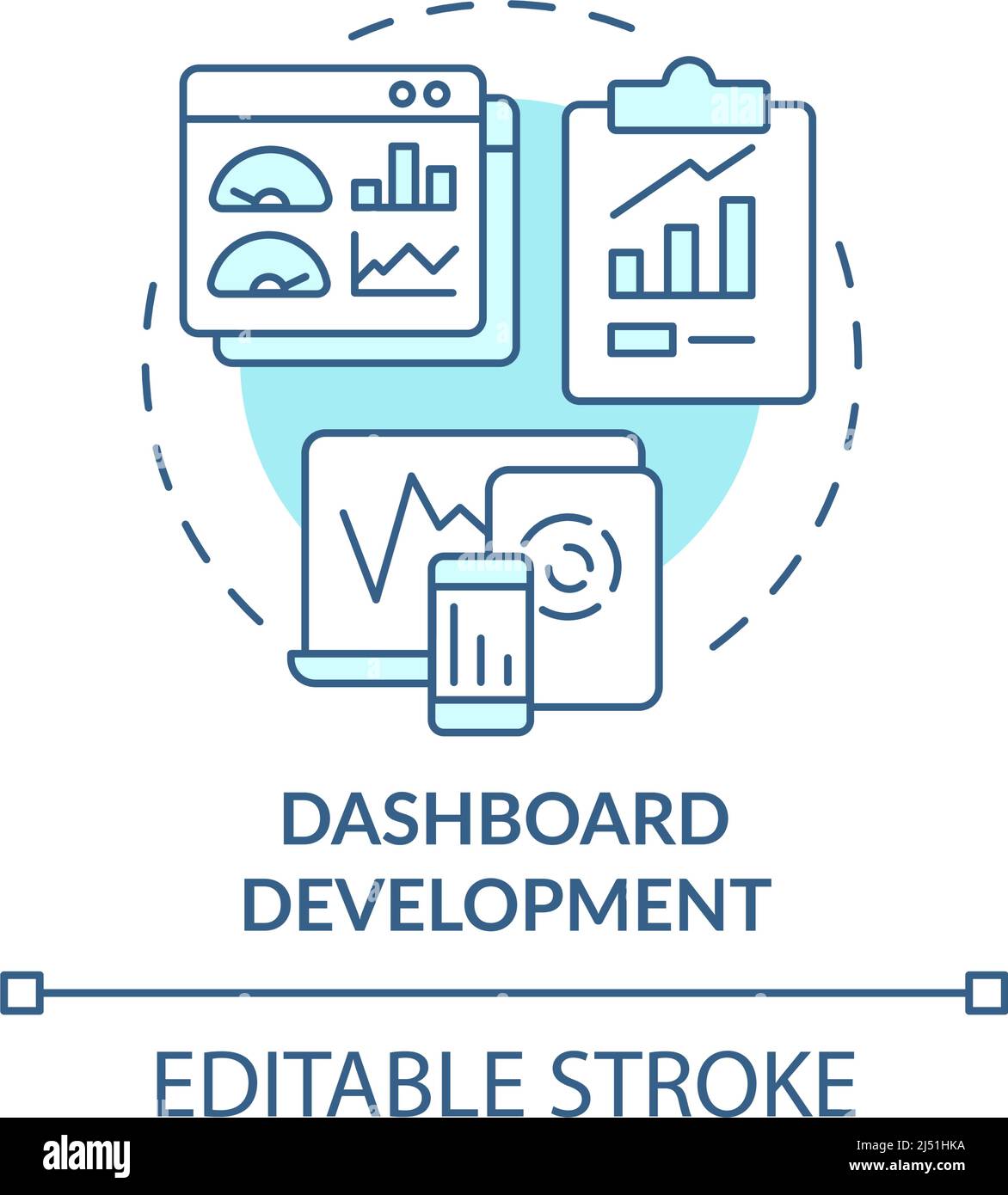 Dashboard development turquoise concept icon Stock Vector