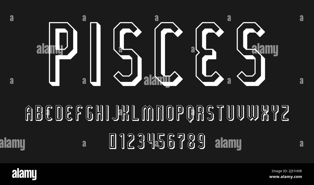 Set of alphabets font letters and numbers modern abstract 3D concept design with lines vector illustration Stock Vector