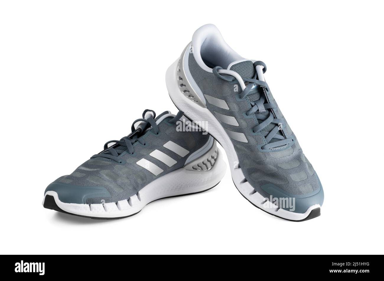 LONDON, UK - APRIL 19, 2022: Adidas Blue sport running shoes isolated on  white background. Adidas Sport Running shoe. Fashionable stylish sports  casua Stock Photo - Alamy