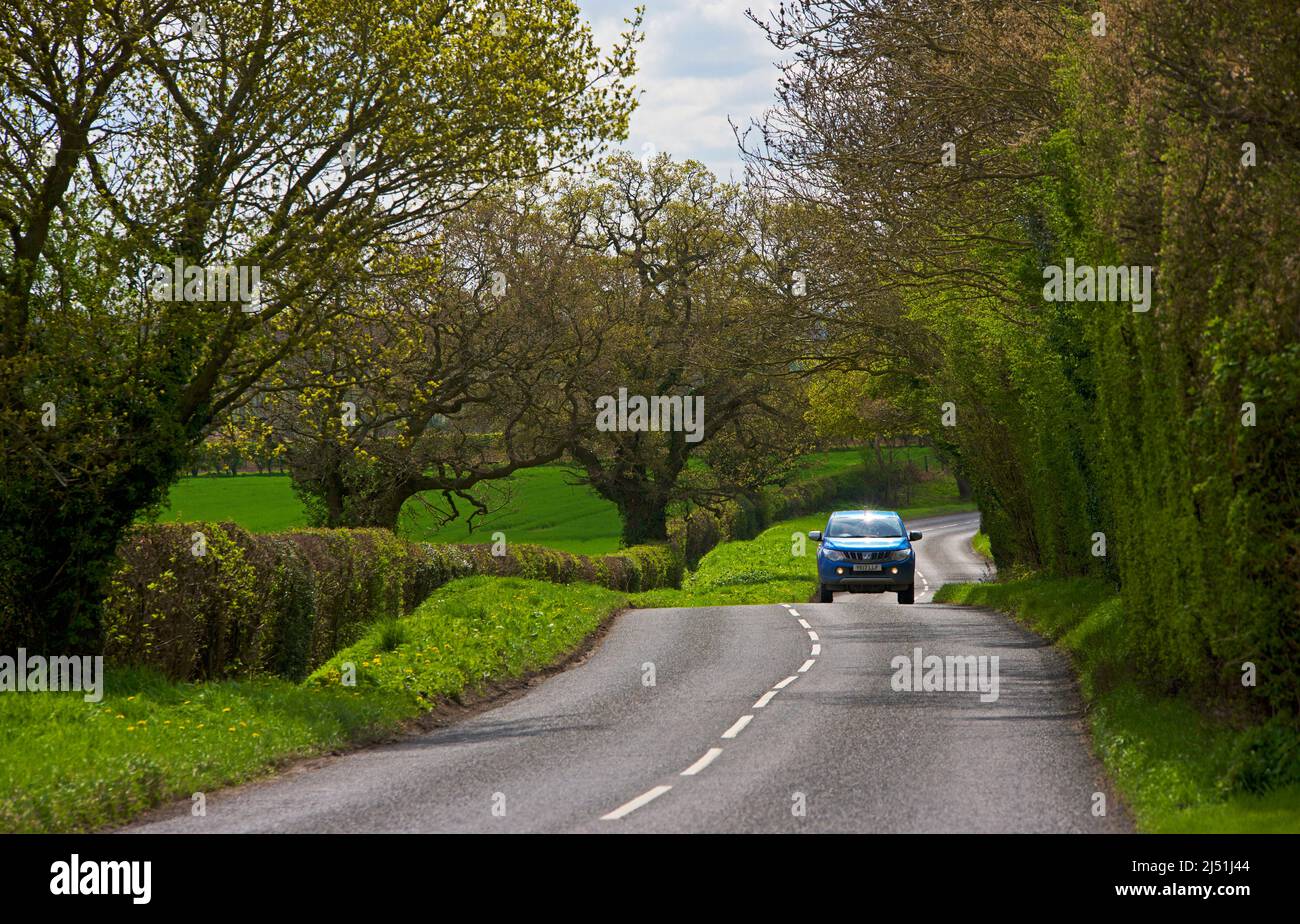 Car on country road near York, North Yorkshire, England UK Stock Photo