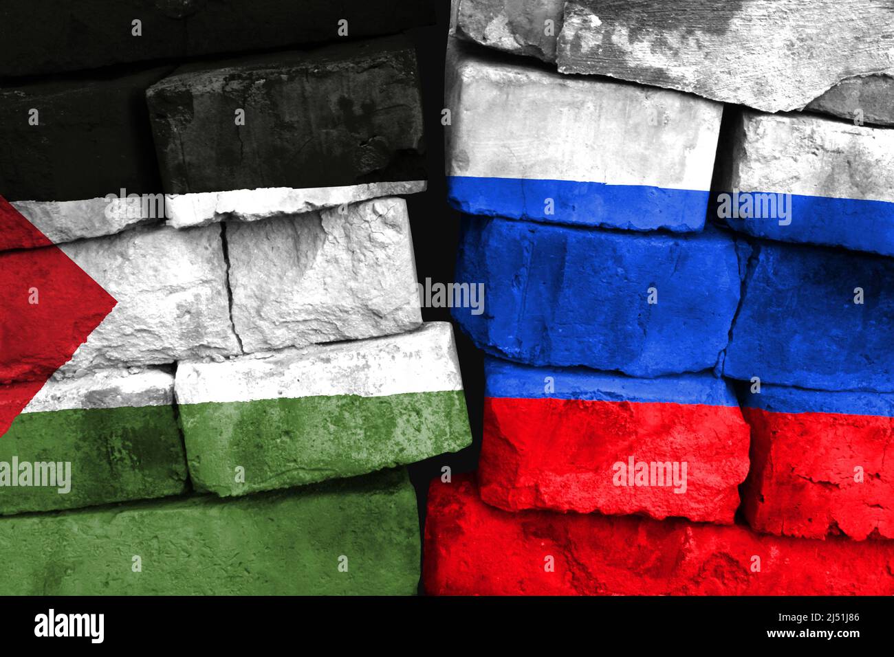 Palestine Flag Painted On Old Brick Wall Stock Photo, Picture and