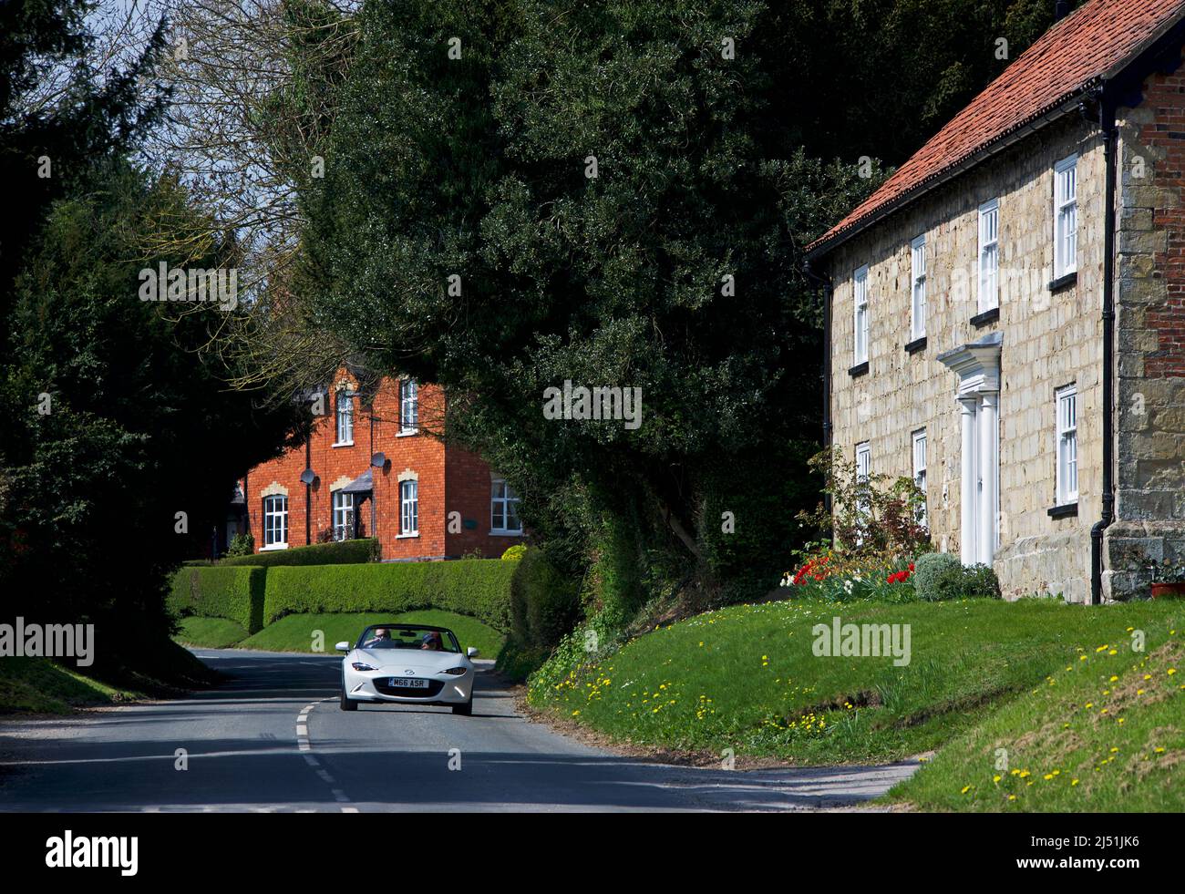 Mazda MX5 sports car in the village of Warter in East Yorkshire, England UK Stock Photo