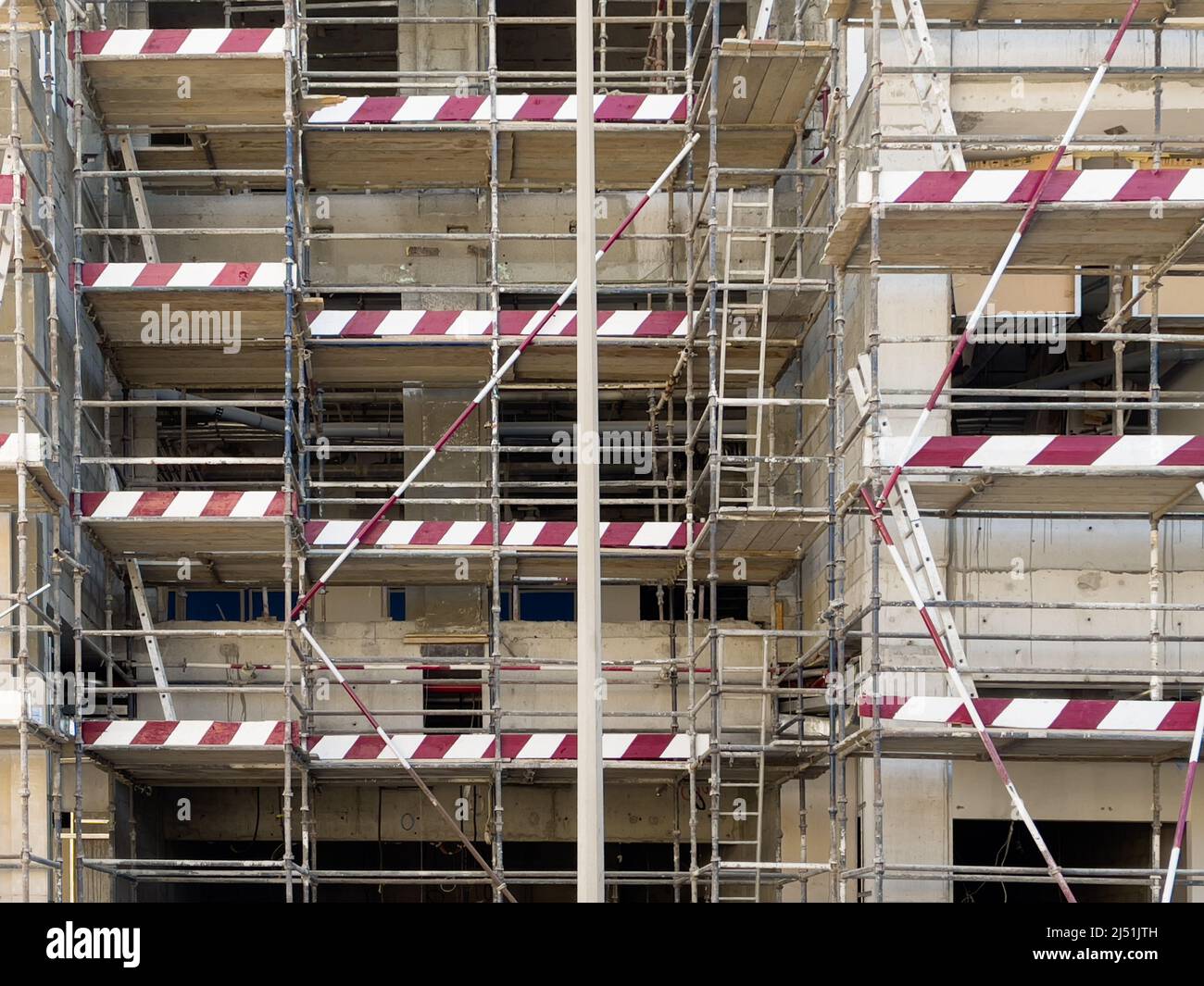 Scaffolding on the external facade of a new building under construction