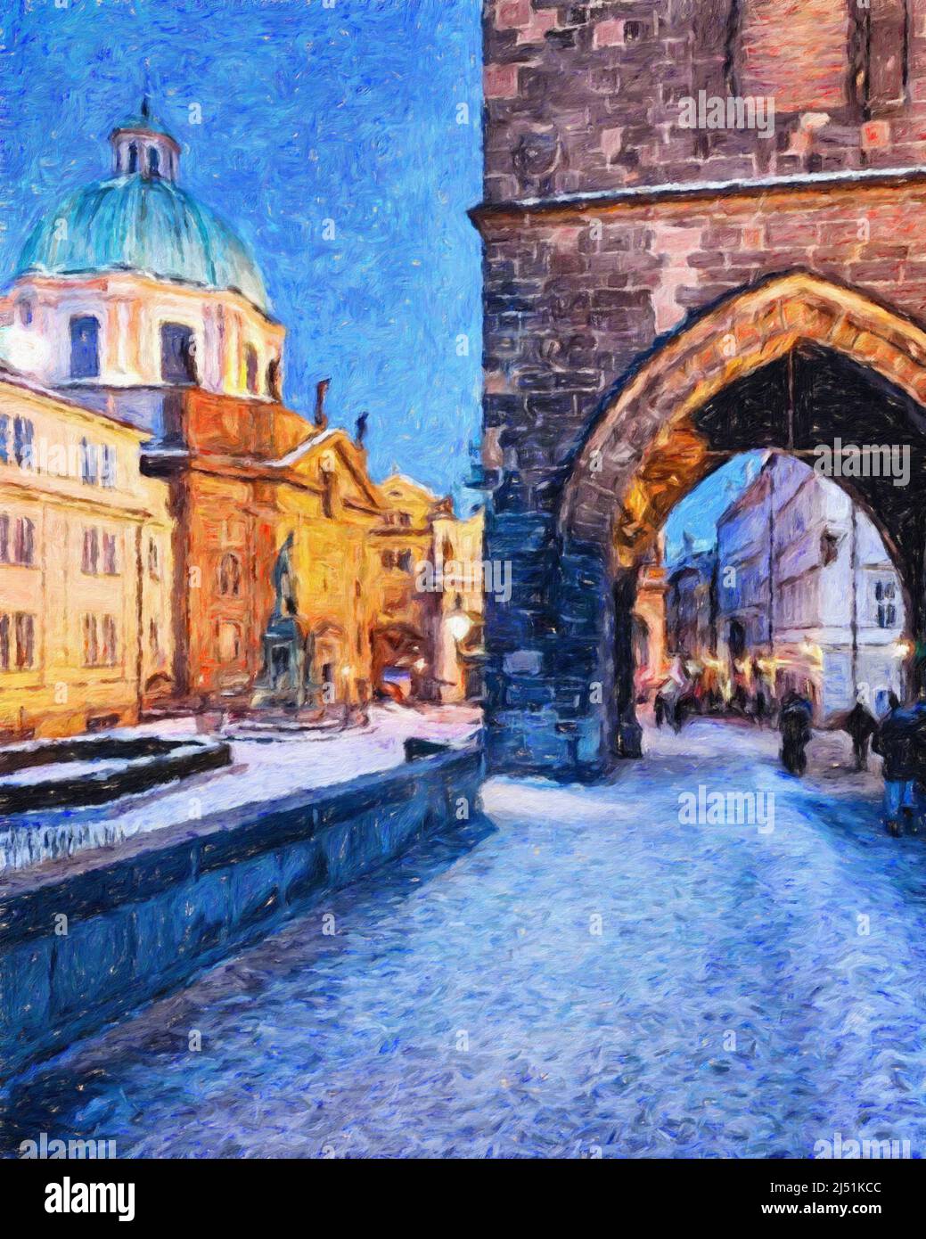 Real painting modern artistic artwork Prague Czechia drawing in oil