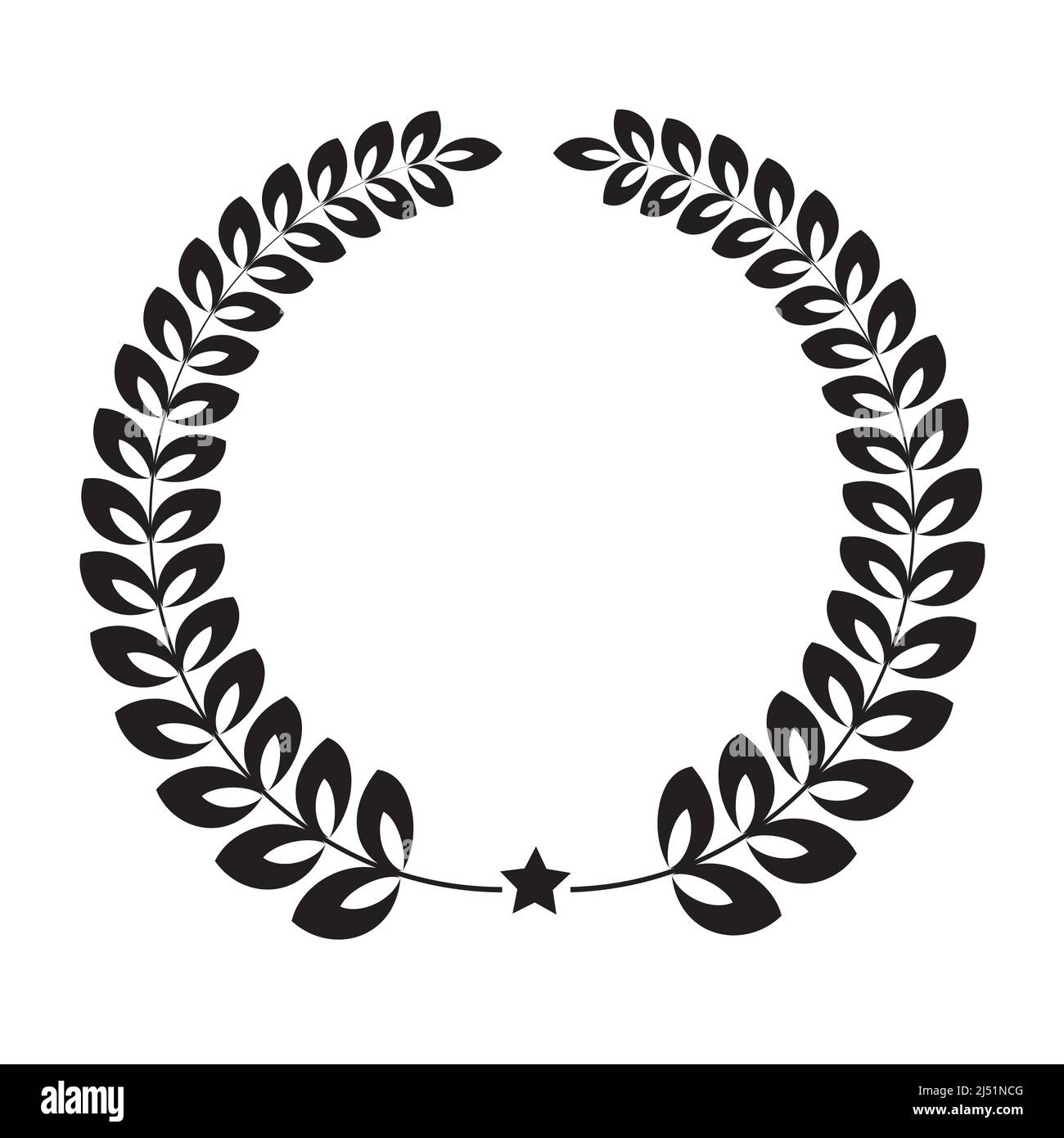Laurel wreath silhouette made of dried branches and leaves illustration isolated on a white background Stock Vector
