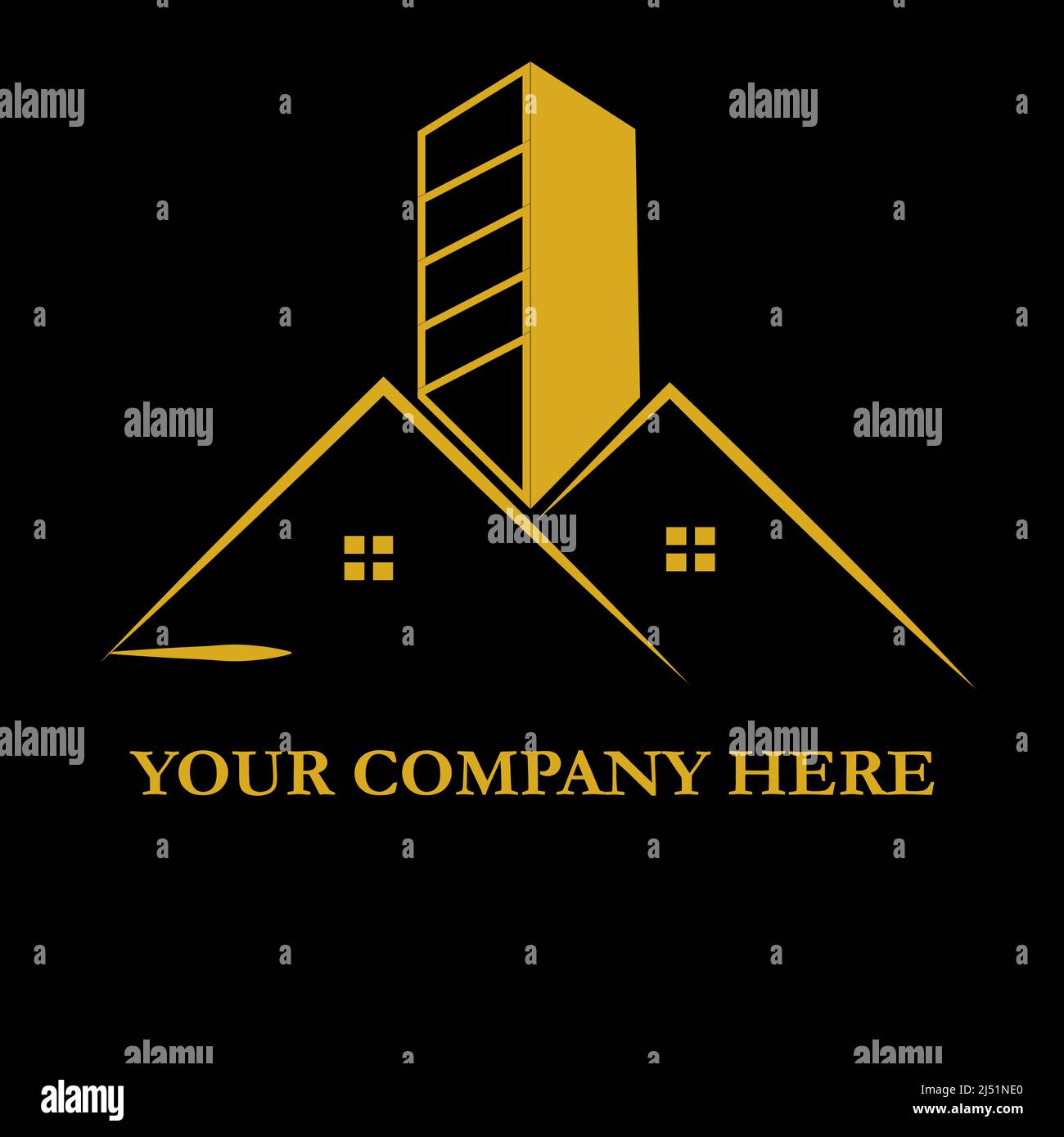 Real estate Logo. Luxury real estate logo illustration with gold roof
