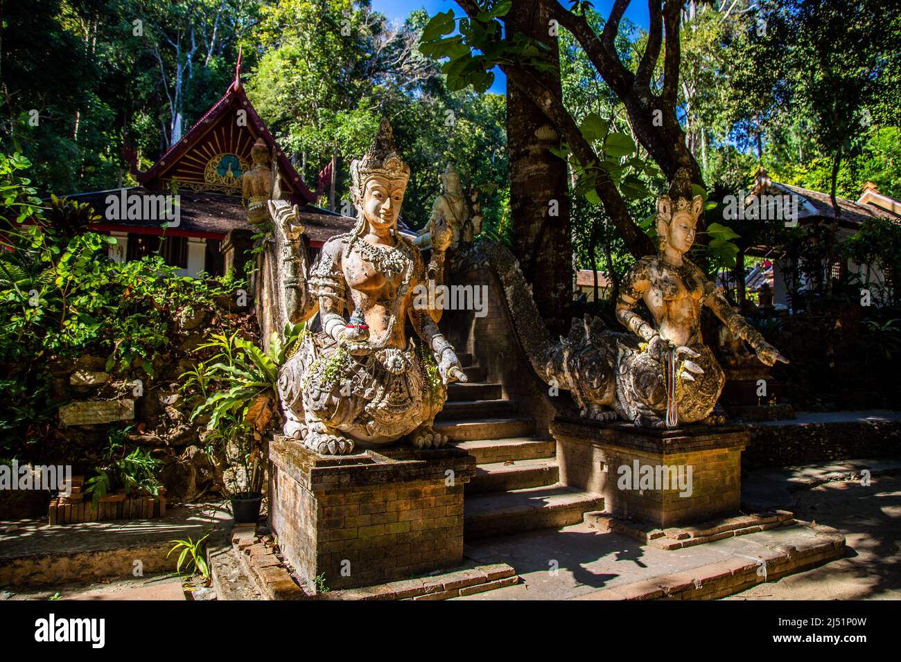 Wat Pha Lat or Wat Palad, old temple in jungle, Chiang Mai, Thailand Stock Photo