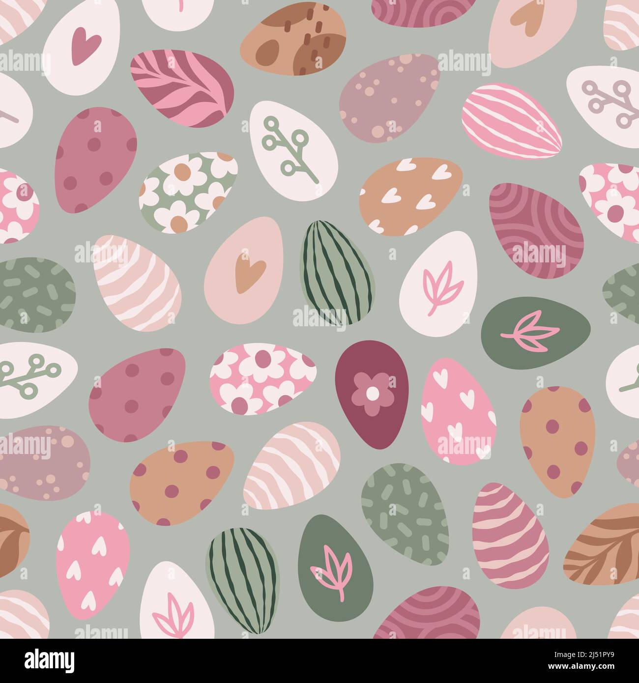 Easter eggs pattern on green Stock Vector