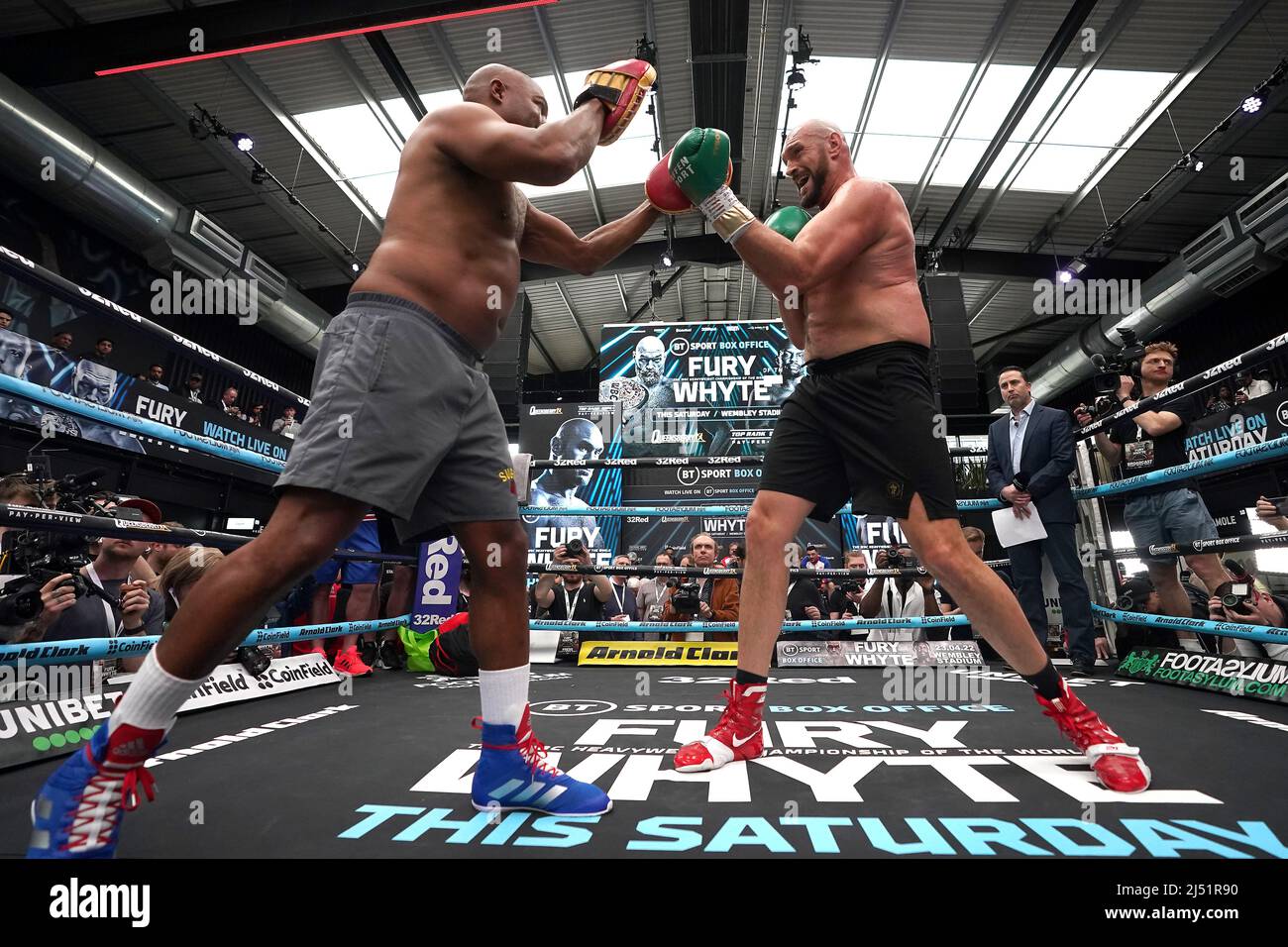 Tyson Fury (right) with trainer SugarHill Steward during an open workout at  BOXPARK Wembley, London. Picture date: Tuesday April 19, 2022 Stock Photo -  Alamy