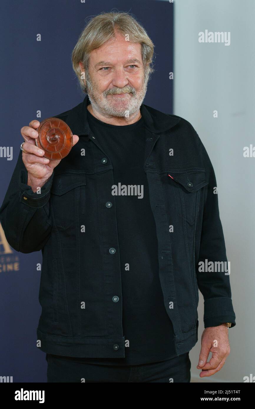 Madrid, Spain. 19th Apr, 2022. Actor Jorge Perugorría receives a Golden Medal of the Spanish Cinema Academy in Madrid. (Photo by Atilano Garcia/SOPA Images/Sipa USA) Credit: Sipa USA/Alamy Live News Stock Photo