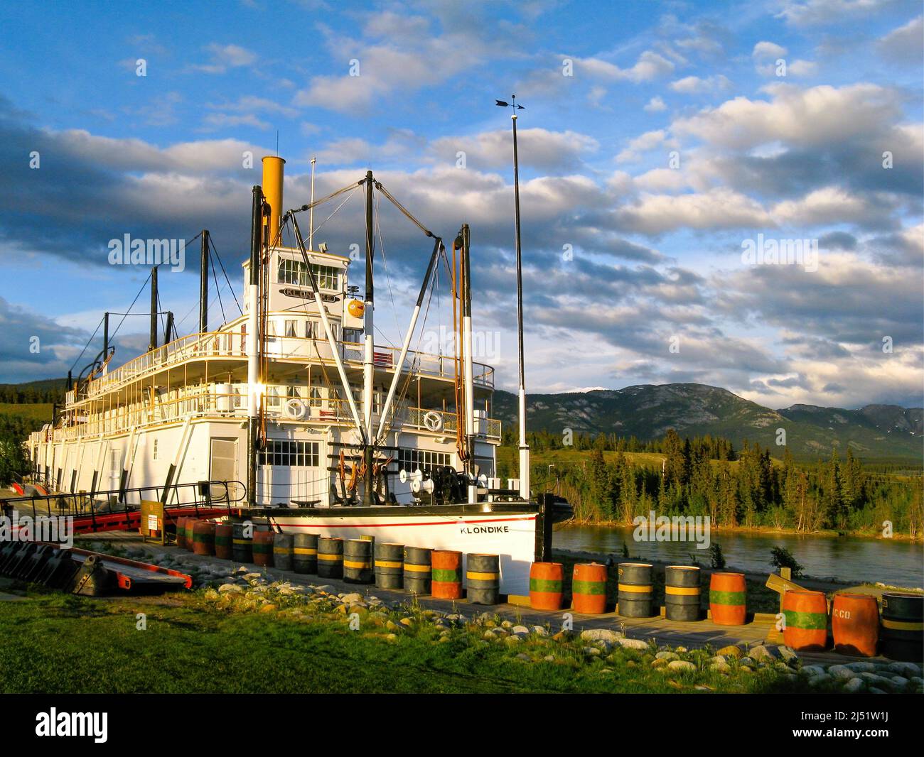 The sternwheeler S.S. Klondike located in Whitehorse, Yukon, Canada.  It travelled the upper Yukon River between Whitehorse and Dawson City. Stock Photo