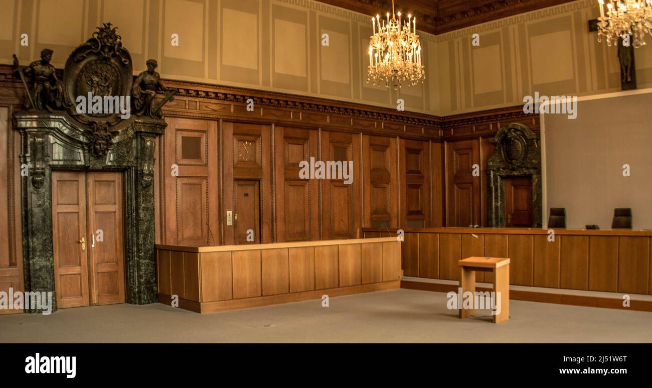Nuremberg courtroom 600, Memorium Nuremberg trials, Nuremberg, Germany Stock Photo