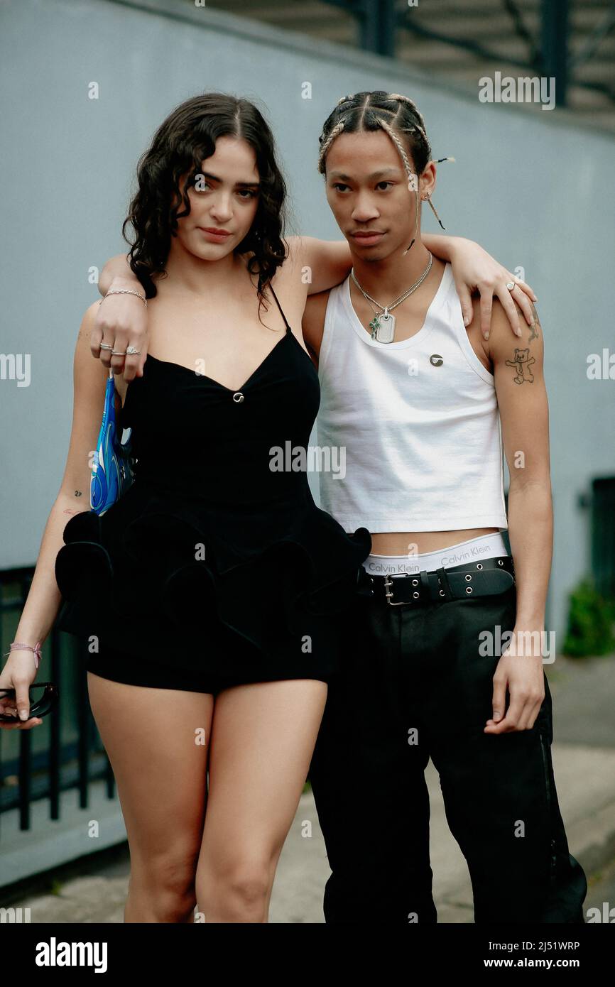 Street style, Luna Blaise and Lil Dre arriving at Coperni Fall-Winter