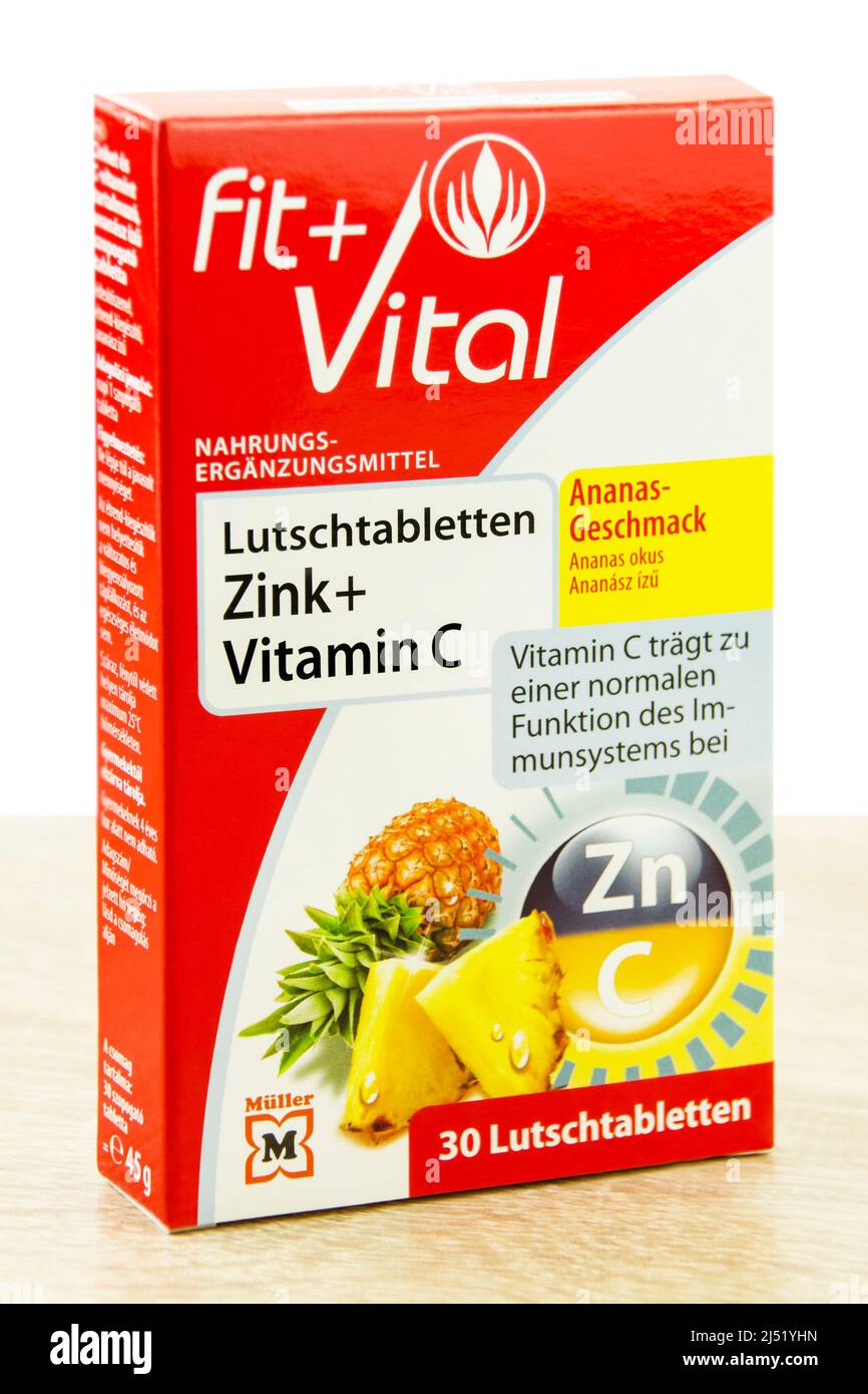 Hamburg, Germany - April 7, 2022: Fit und Vital Lutschtabletten Vitamin C  Zink Stock Photo - Alamy