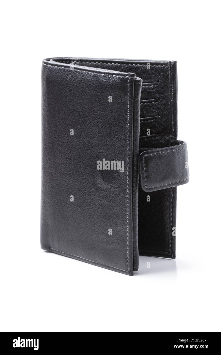 Black leather men's wallet isolated on white Stock Photo