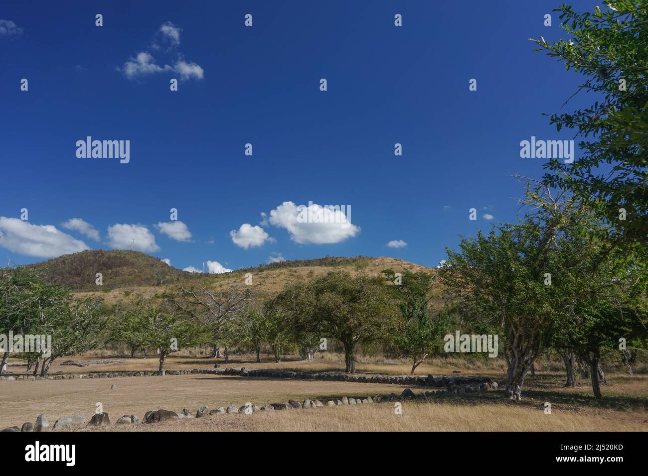 Ponce, Puerto Rico, USA: Main plaza at the Tibes Indigenous Ceremonial Center, an archaeological site built by ancient Igneri and Tainos tribes. Stock Photo