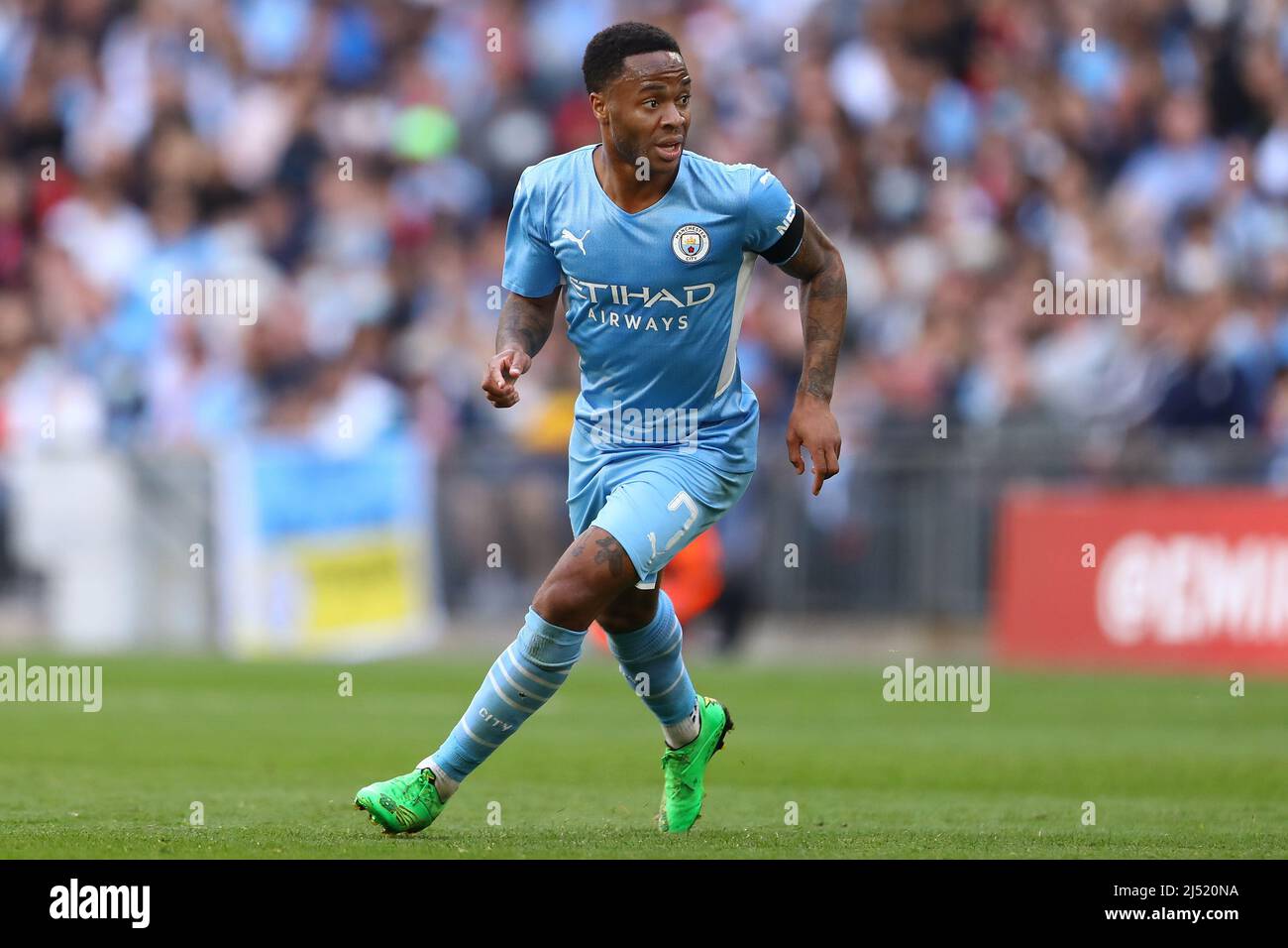 Raheem Sterling of Manchester City - Manchester City v Liverpool, The Emirates FA Cup Semi Final, Wembley Stadium, London - 16th April 2022  Editorial Use Only Stock Photo