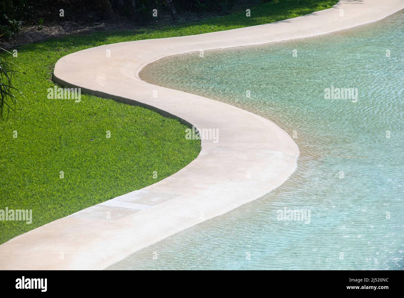 Detail of a swimming pool in the landscape of a public park in Playa
