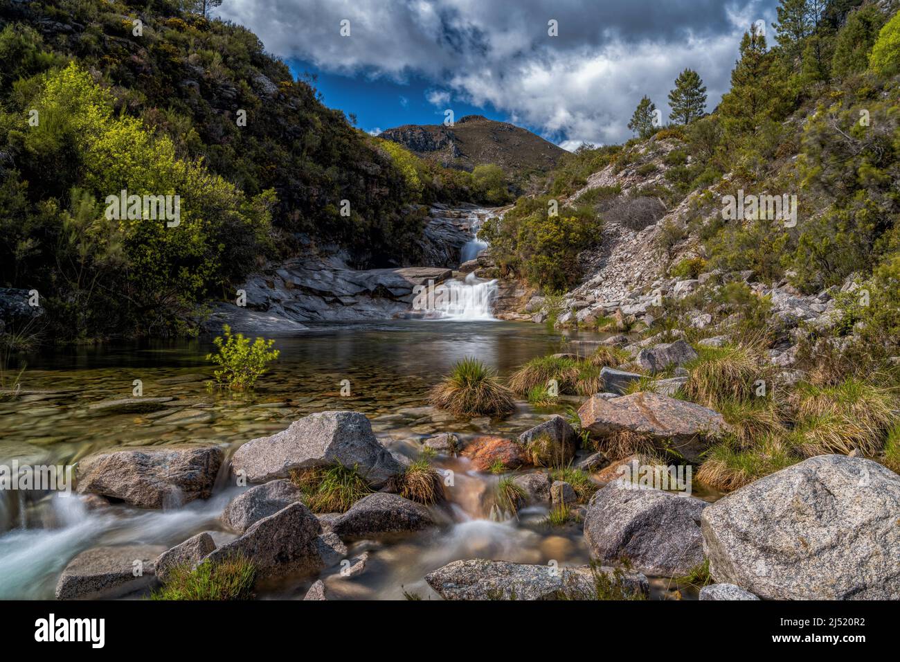 View of the waterfalls at the Seven Lagoons in the Peneda-Geres national Park Stock Photo