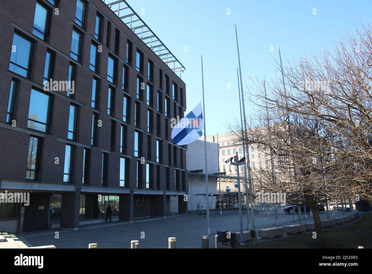 Parliament of Finland honouring dead MP Ilkka Kanerva.19.4.2022. Kanerva died 14.4.2022. Kanerva had been a member of Finland's parliament since 1975 and he was longest serving member of the parliament. Stock Photo