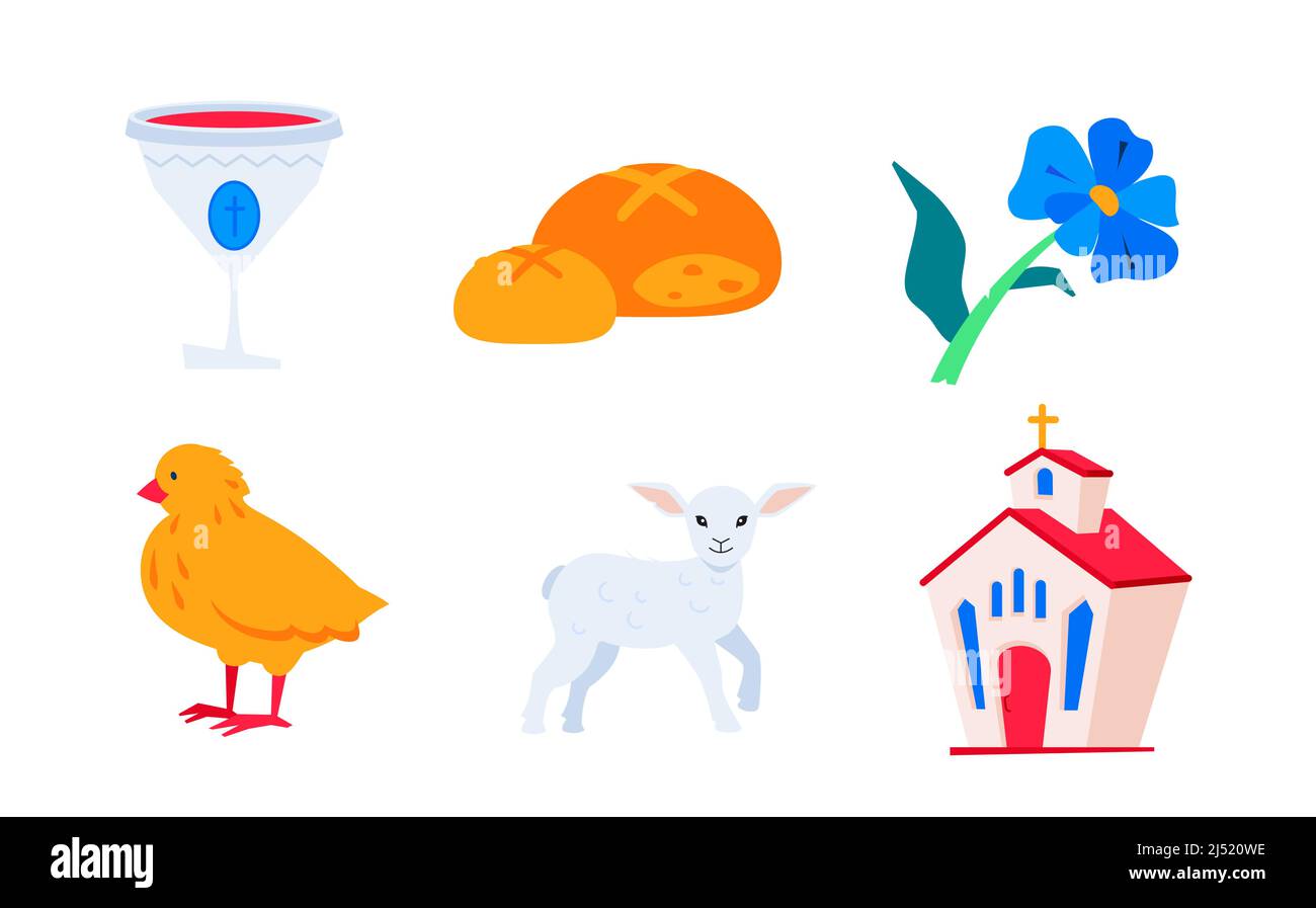 Easter traditions and Christianity - flat design style icons set Stock ...