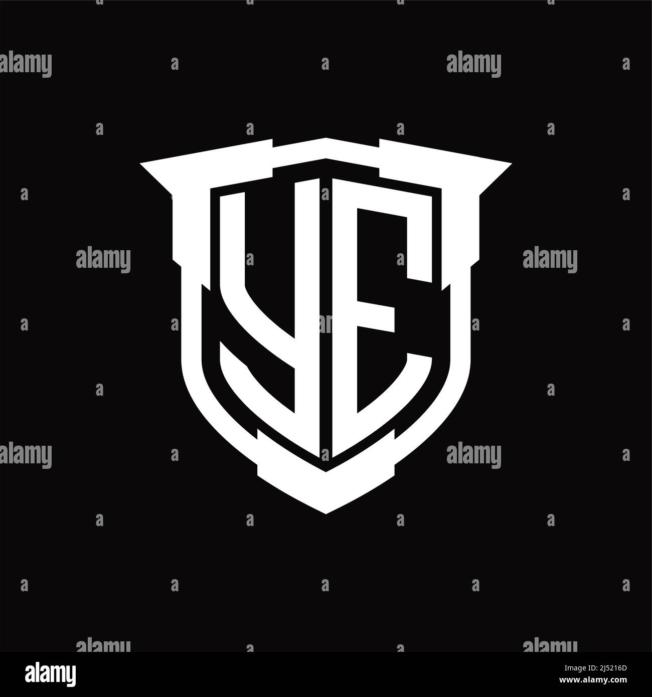 YE Logo monogram letter with shield shape design template Stock Vector ...