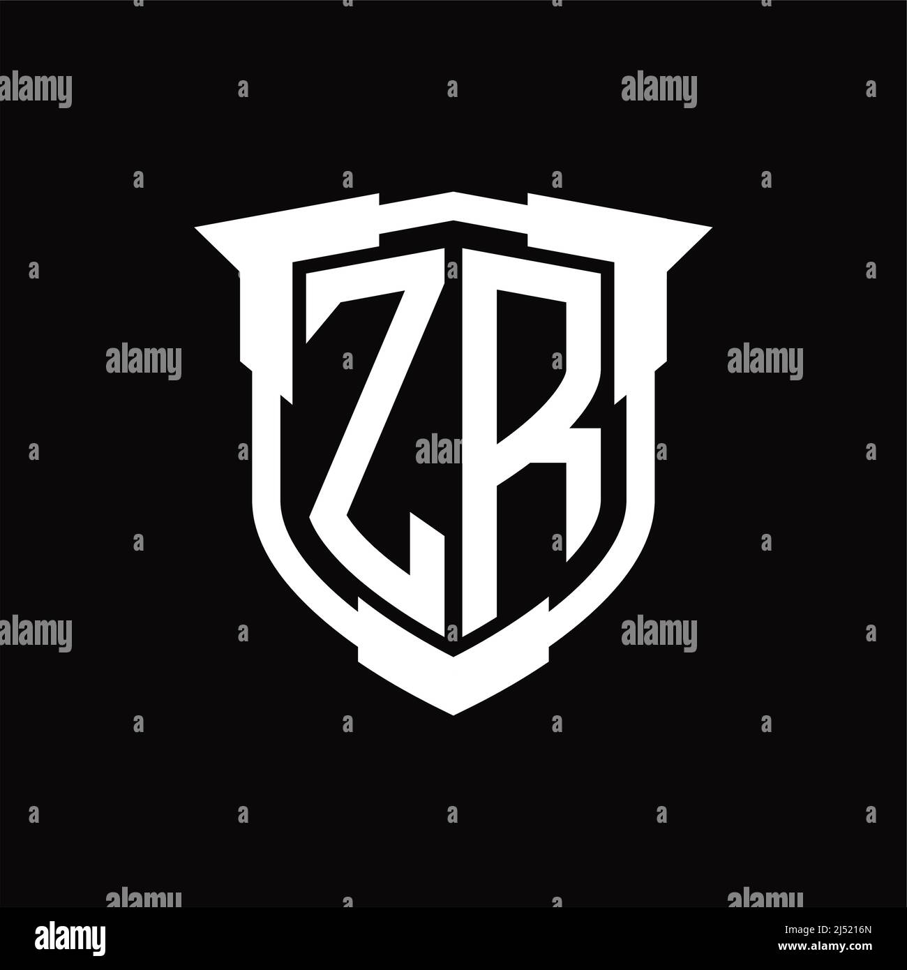 ZR Logo monogram letter with shield shape design template Stock Vector ...