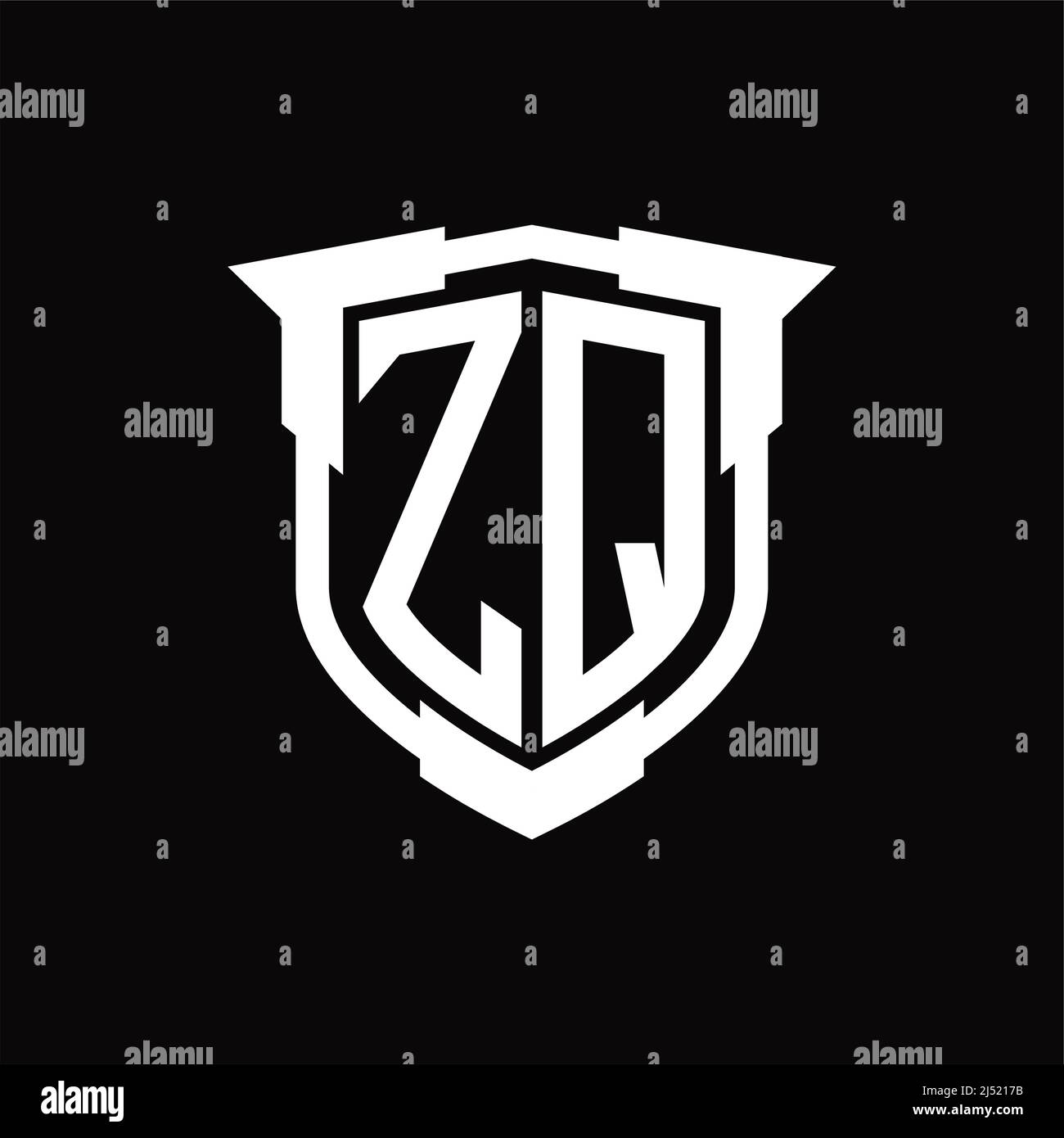 Zq Logo Monogram Letter With Shield Shape Design Template Stock Vector