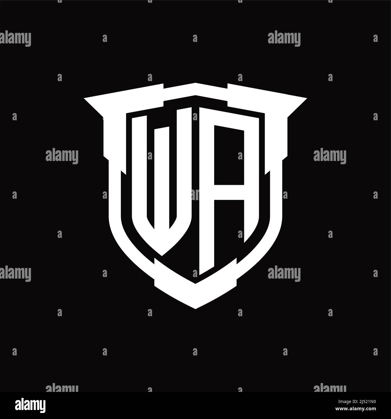 WA Logo monogram letter with shield shape design template Stock Vector ...