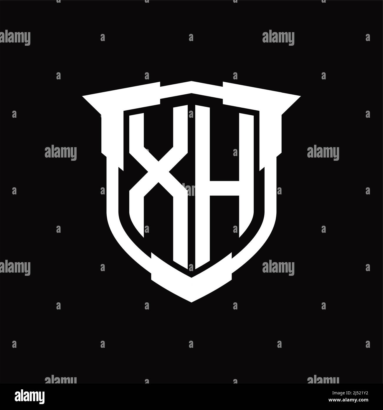 XH Logo monogram letter with shield shape design template Stock Vector ...