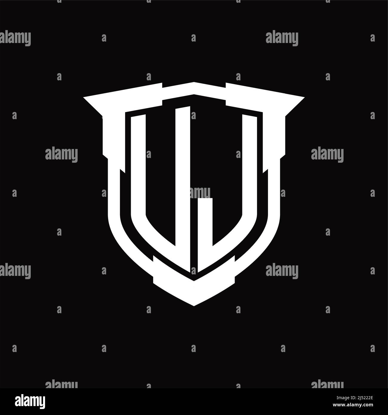 UJ Logo monogram letter with shield shape design template Stock Vector ...