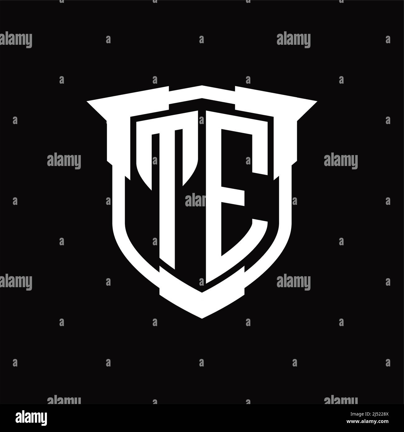 TE Logo monogram letter with shield shape design template Stock Vector ...