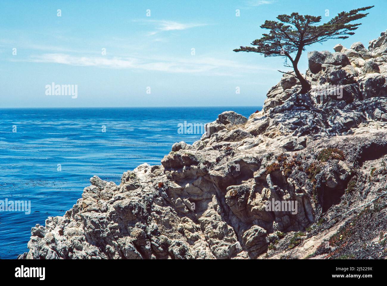 A view of the Pacific Ocean along the 17-Mile Drive on the Monterey Peninsula in California. Stock Photo